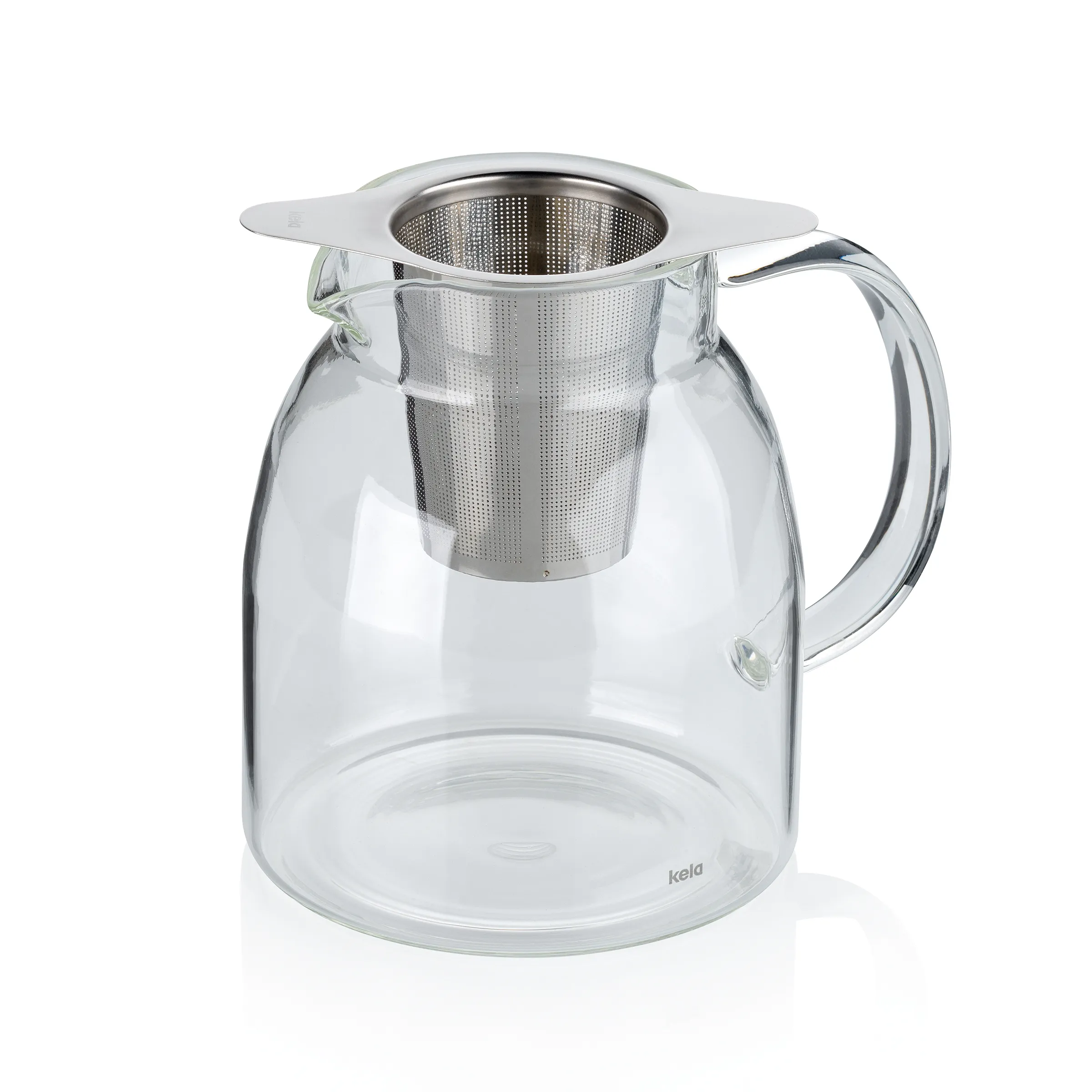 Glas-Teekanne mit integriertem Edelstahl-Teefilter und Deckel, transparentes Design mit Henkel