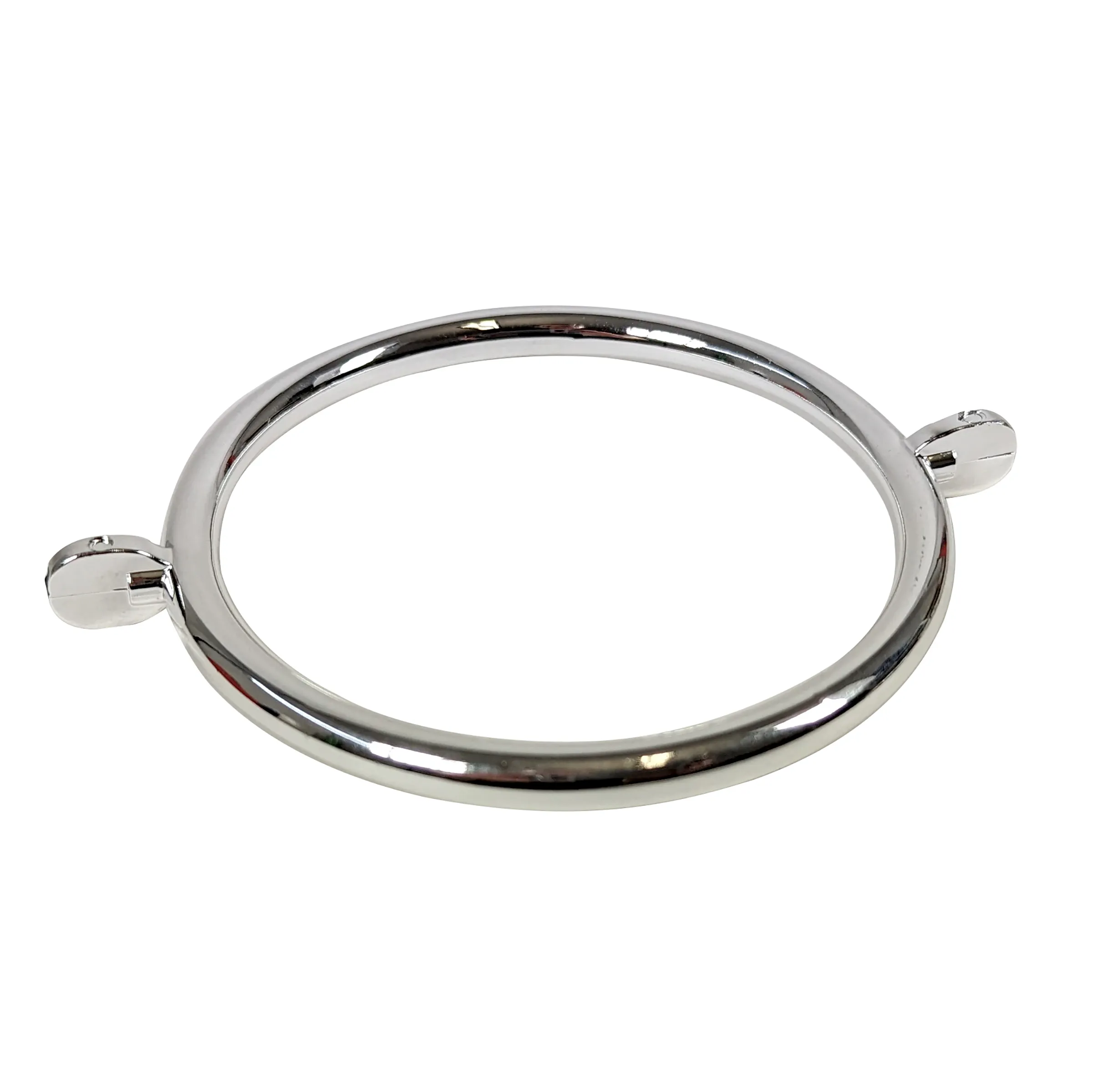 Silbernes Edelstahl Armband oval mit Klappverschluss Silbernes Armband mit ovalem Design und zwei metallischen Verschlussmechanismen an den Seiten