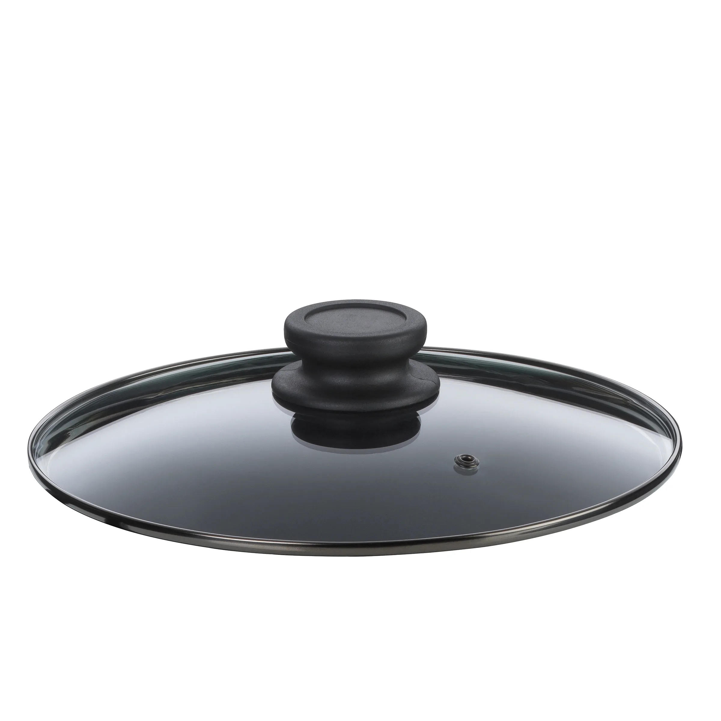 Glastopf mit Deckel - Küchendeckel für Kochtöpfe Transparenter Glastopf mit schwarzem Kunststoffknauf und Metallrand für Kochgeschirr