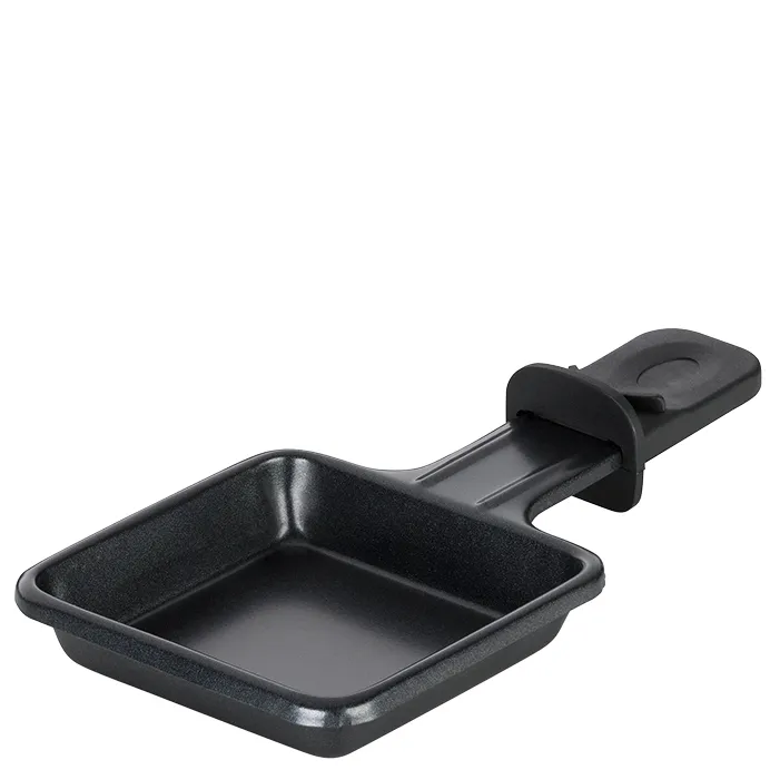 Raclette-Pfanne quadratisch - Käseraclette Kochgeschirr Schwarze Raclette-Pfanne mit quadratischem Tablett und Kunststoffgriff für zwei Personen