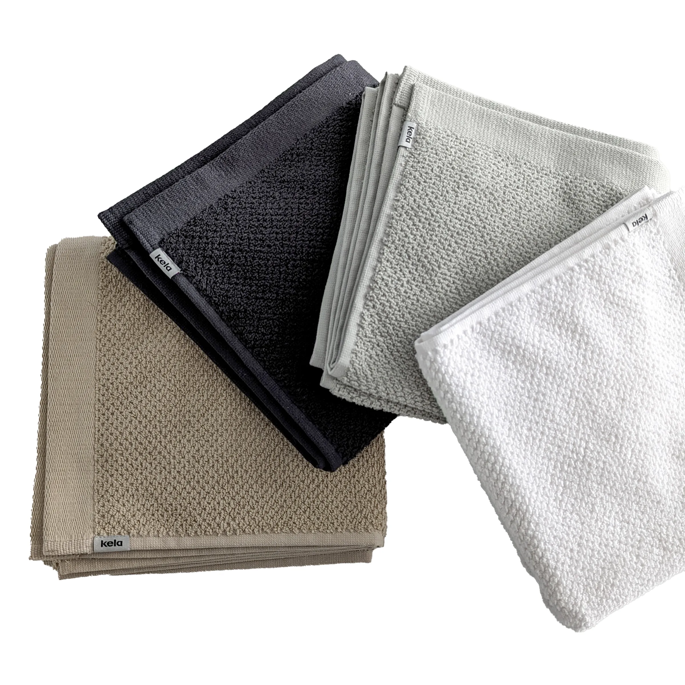 Kela Handtücher und Badematten Set in verschiedenen Farben Handtücher und Badematten in fünf Farben: Beige, Schwarz, Grau, Hellgrau und Weiß, Kela Marke