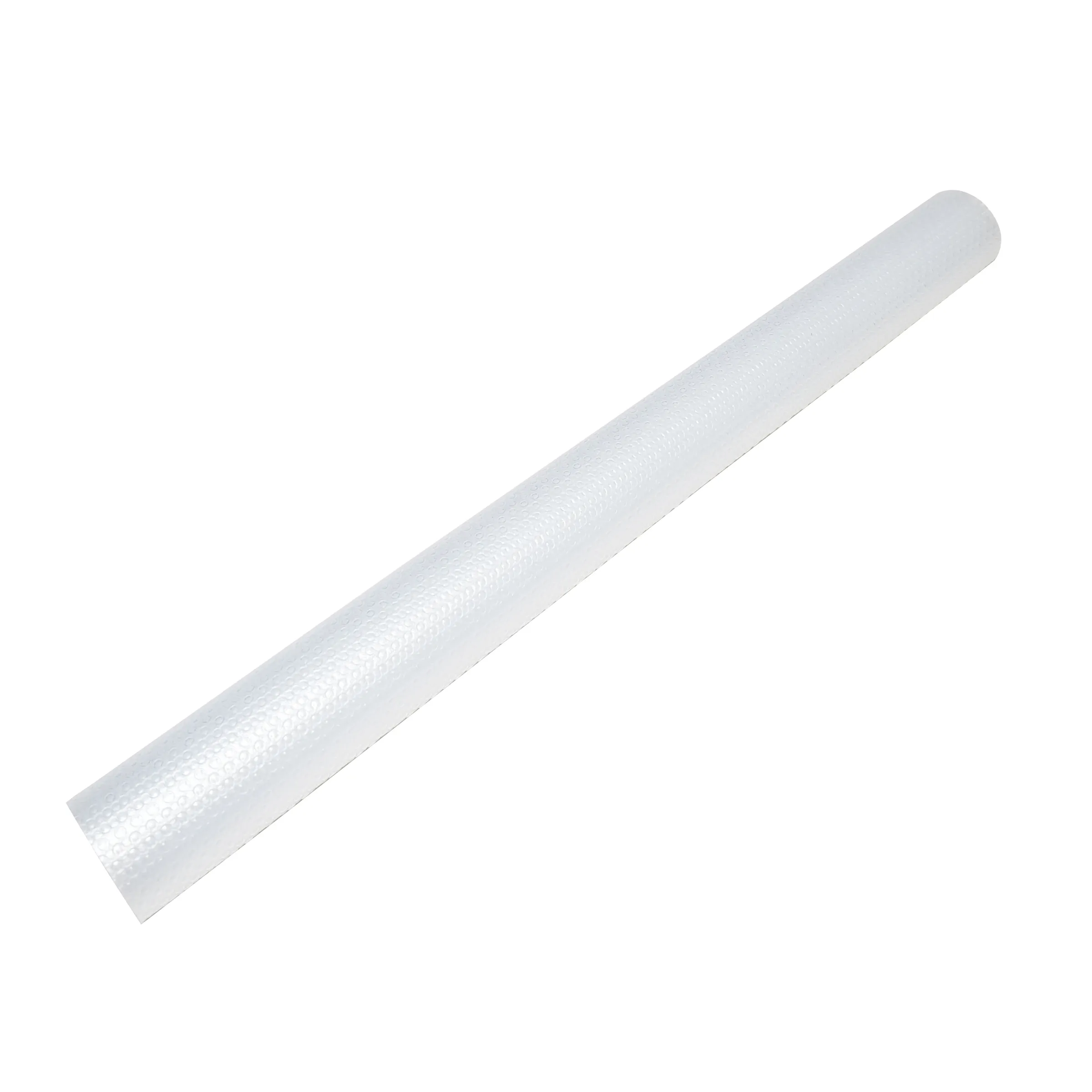 Luftpolsterfolie transparent - Verpackungsmaterial Polsterfolie Rolle Luftpolsterfolie transparent in Rollenform auf weißem Hintergrund