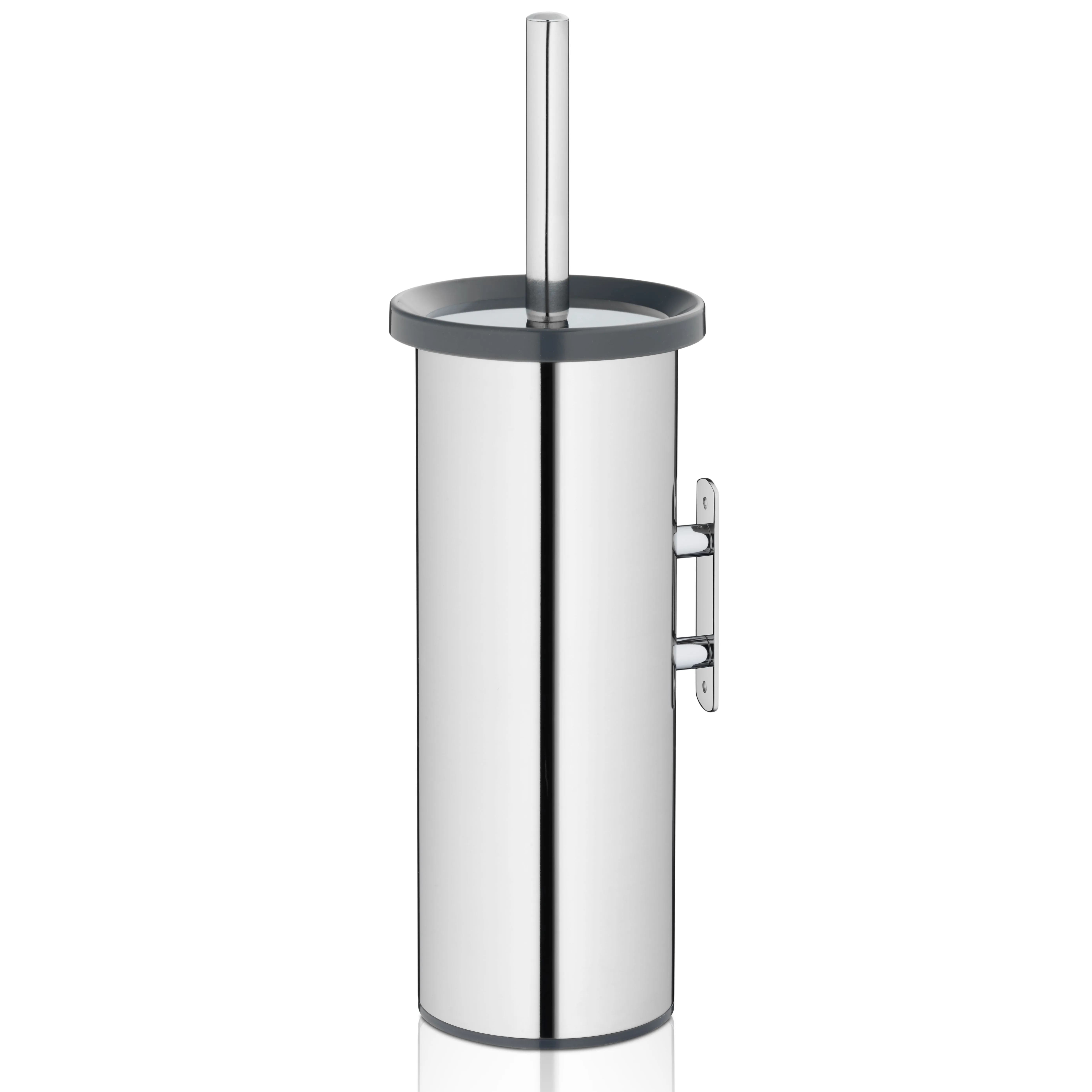 WC-Bürstenhalter Edelstahl mit Wandhalterung - modernes Badezimmer-Zubehör Edelstahl-WC-Bürstenhalter mit Wandhalterung und grauem Deckel