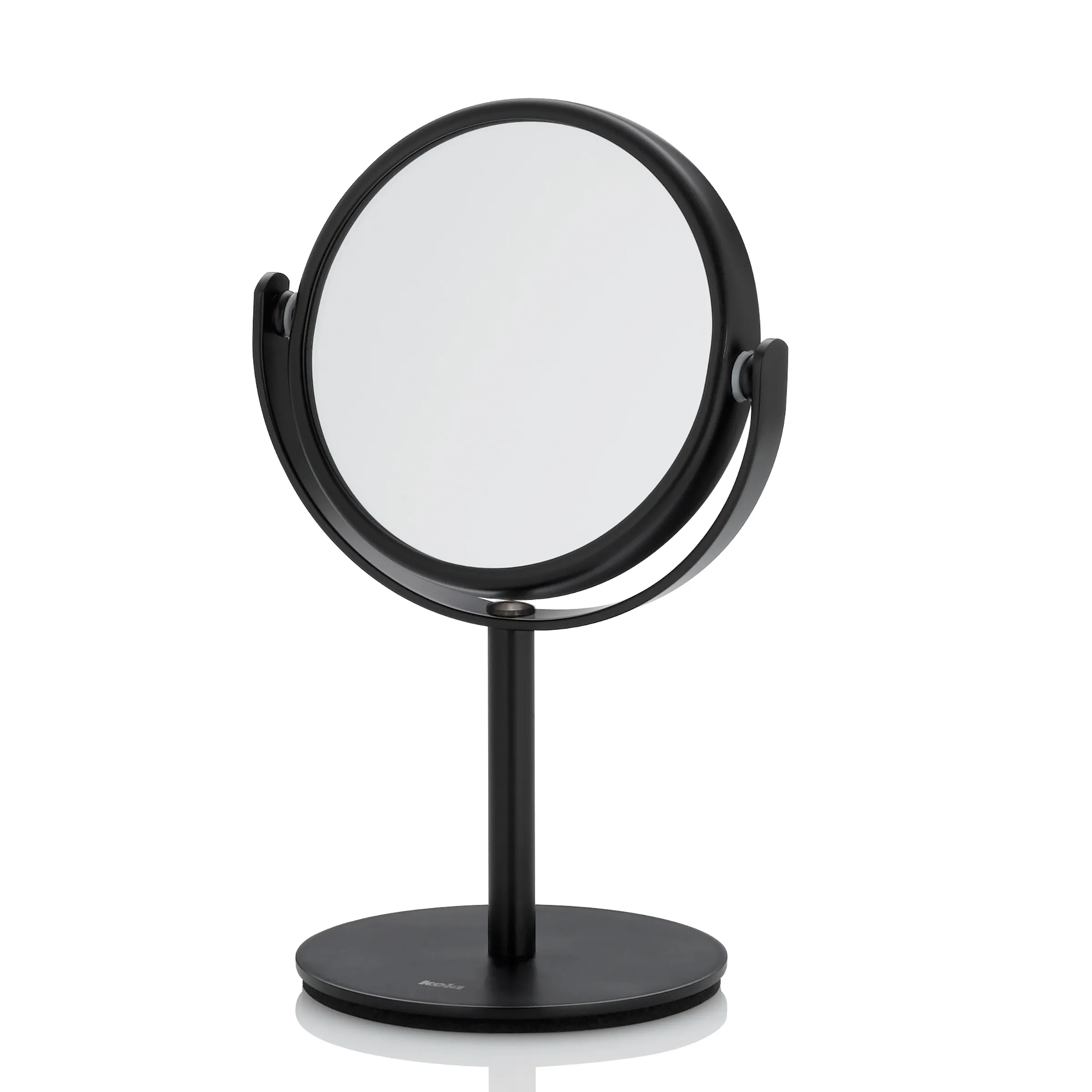Standspiegel schwenkbar - Make-up Spiegel Schwarz Schwarzer doppelseitiger Standspiegel mit rundem Spiegel, schwenkbarer Halterung und kreisförmiger Basis