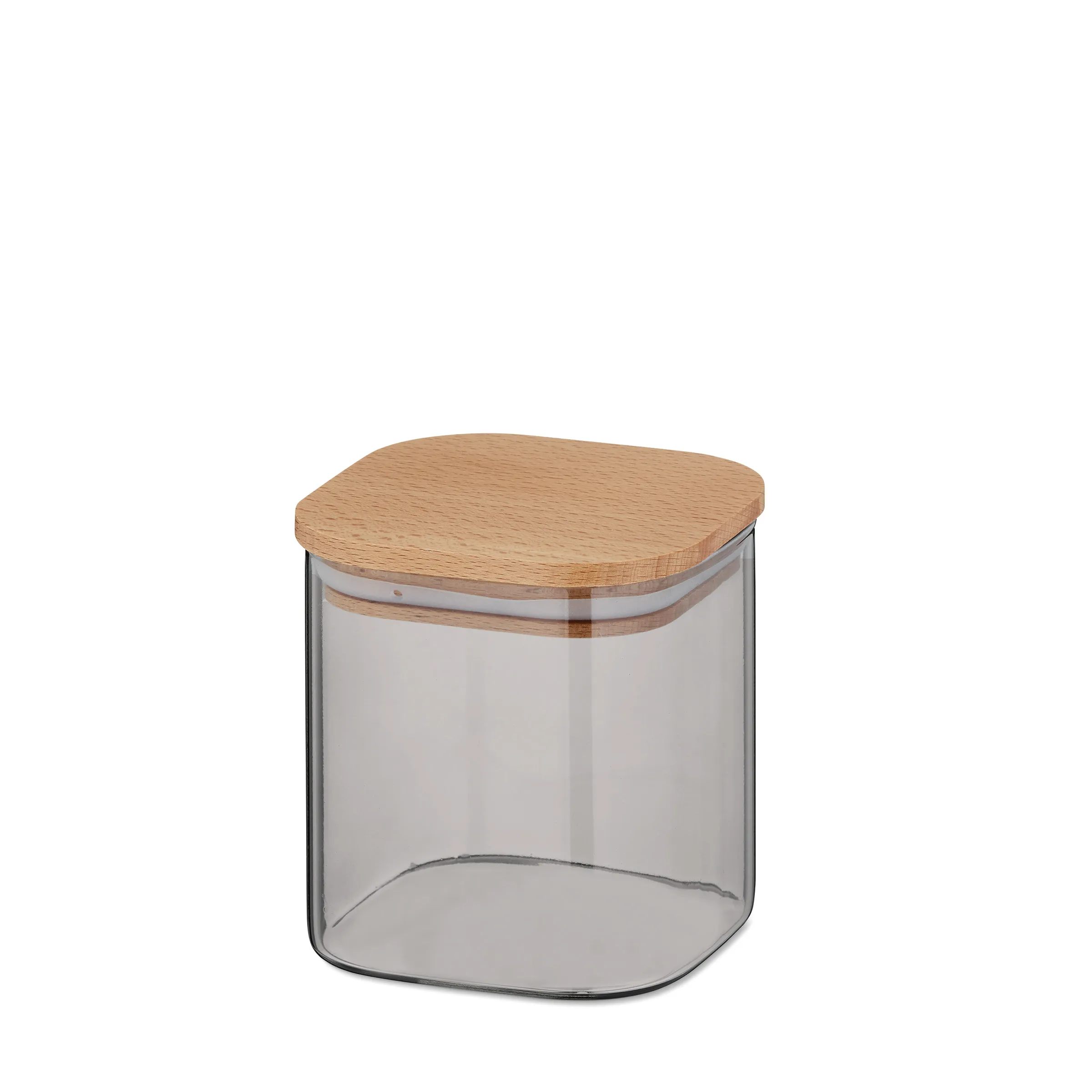 Glasbehälter mit Holzdeckel - Vorratsdose Küche Aufbewahrung Transparenter Glasbehälter mit Holzdeckel aus Eiche, modernes Design für Küche und Aufbewahrung