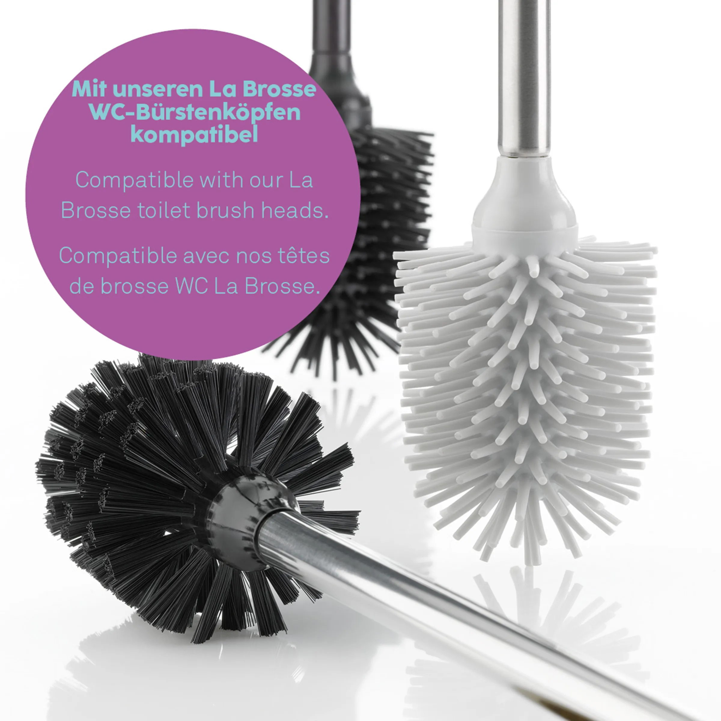 La Brosse WC-Bürstenkopf kompatibel - Toilettenbürste Zubehör La Brosse WC-Bürstenkopf in Schwarz und Weiß mit kompatiblem Griff und Austauschbürsten-Set