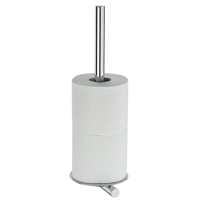 Toilettenpapierhalter Edelstahl - Freistehender WC-Rollenhalter Toilettenpapierhalter aus Edelstahl mit zwei Rollen weißem Toilettenpapier auf verchromter Basis