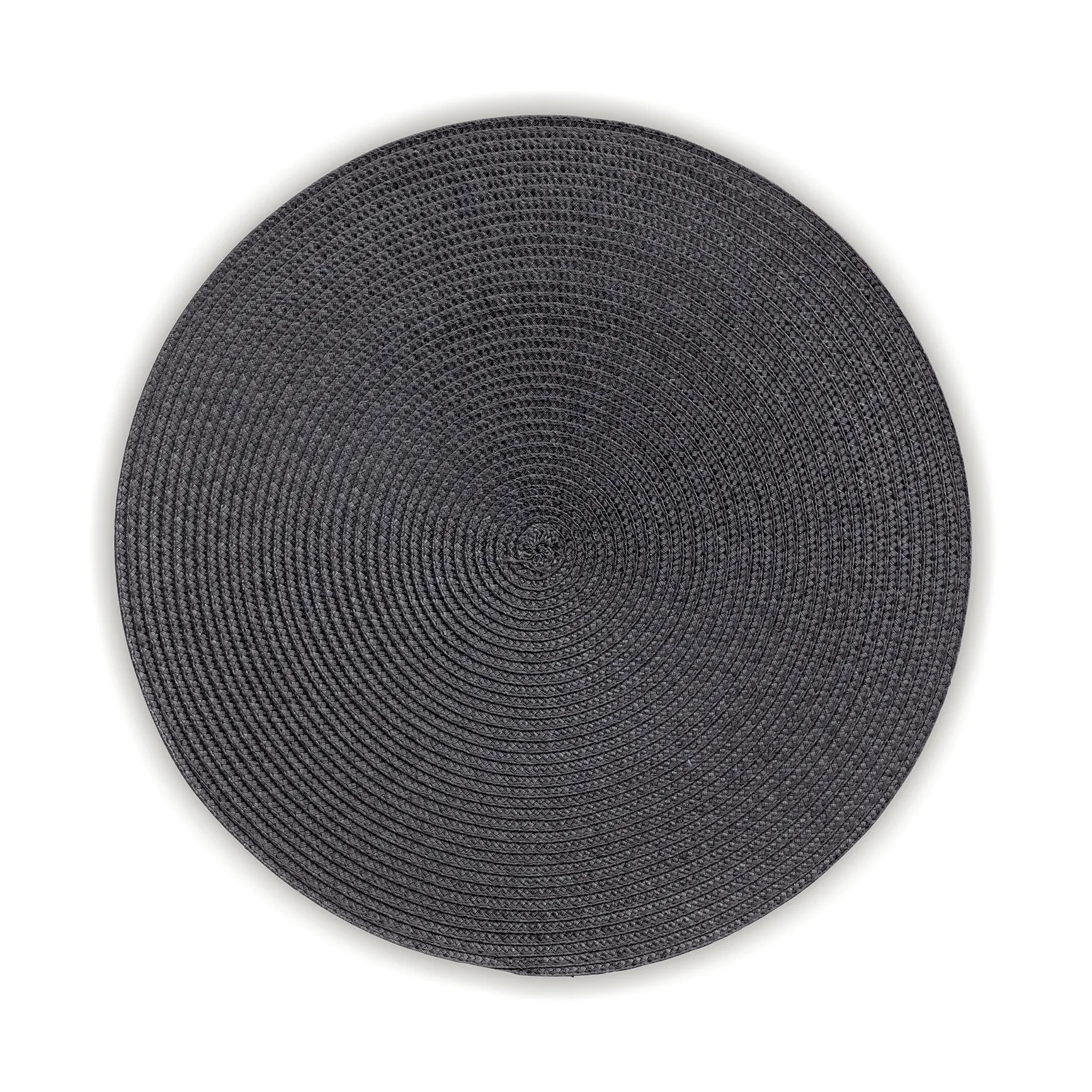Rundes Platzset grau - Tischunterlage mit Flechtmuster Runde graue Tischplatte oder Platzset aus gewebtem Material mit konzentrischen Kreismustern