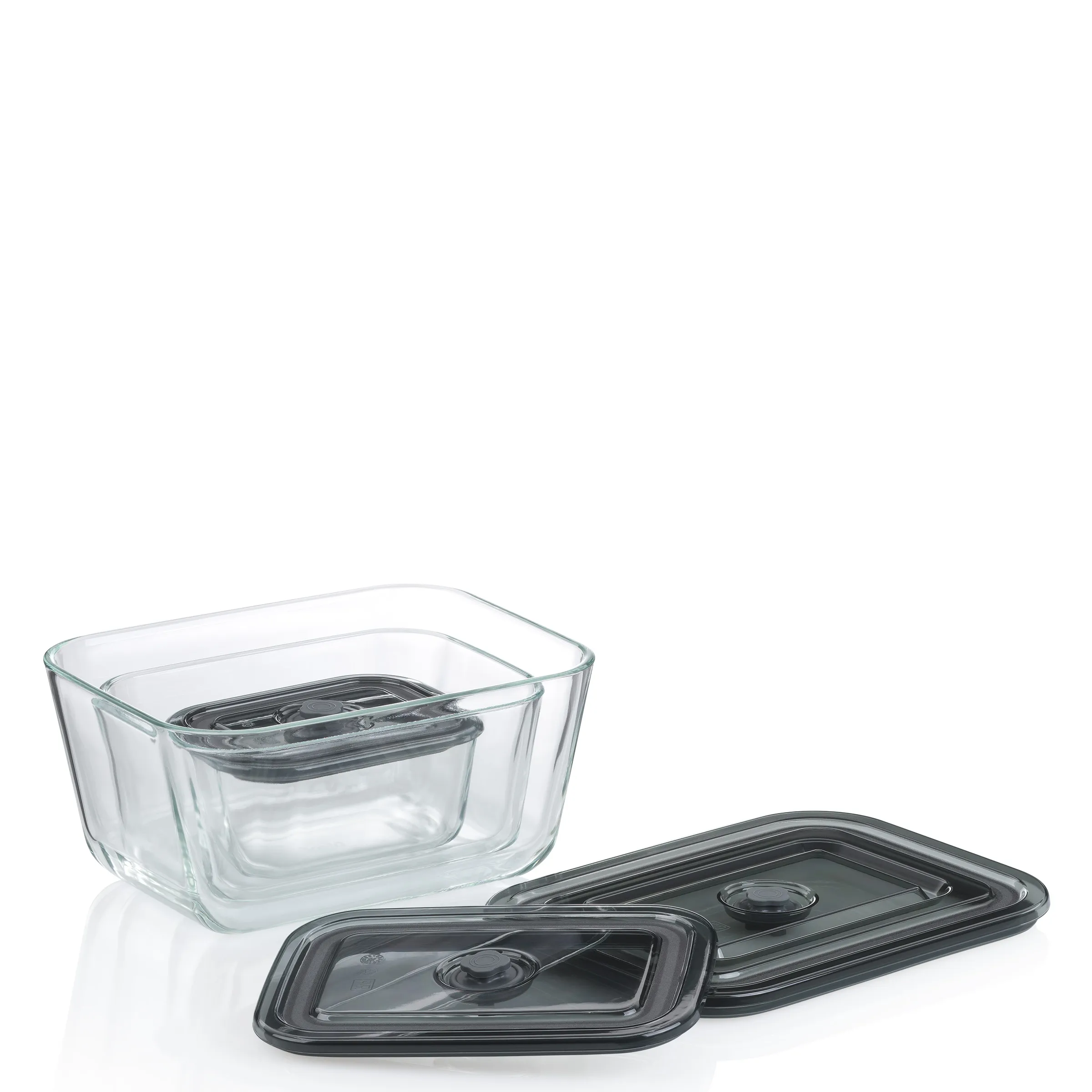 Glas Frischhaltedosen Set mit Deckeln Glasschüsseln mit schwarzen Kunststoffdeckeln, stapelbar für Lebensmittellagerung