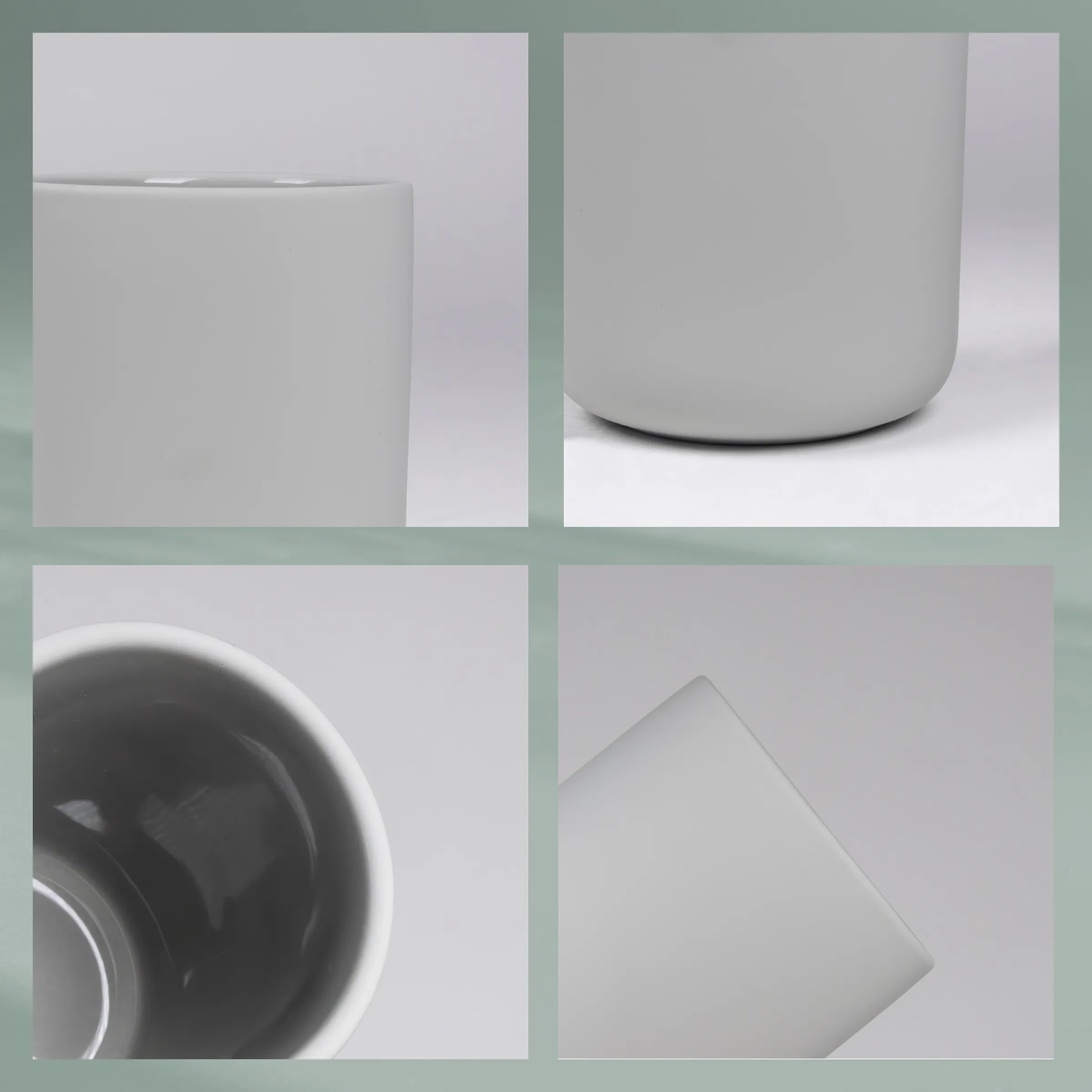 Moderne Keramik Behälter - minimalistisches Design Moderne minimalistische Keramik-Behälter in Weiß und Grau mit gerundeten Formen, verschiedene Ansichten