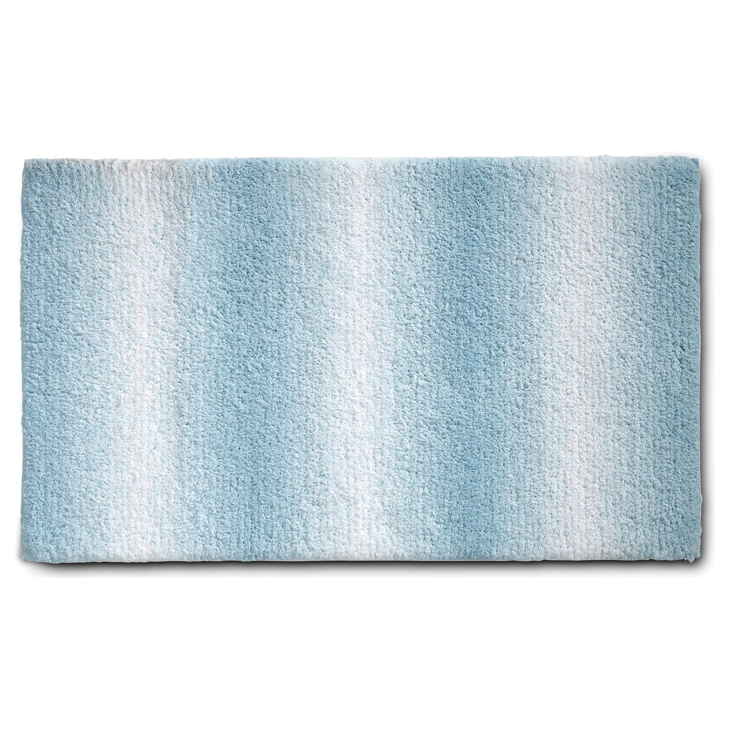 Badezimmerteppich gestreift hellblau und weiß Hellblau-weiß gestreiftes Badezimmerteppich mit weicher Oberfläche und Streifen-Design