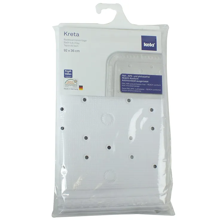 Kreta Badewanneneinlage rutschfest 92x36cm - Badewannenmatte mit Anti-Rutsch-Noppen Kreta Badewanneneinlage in Weiß mit Anti-Rutsch-Punkten, 92 x 36 cm, in transparenter Verpackung