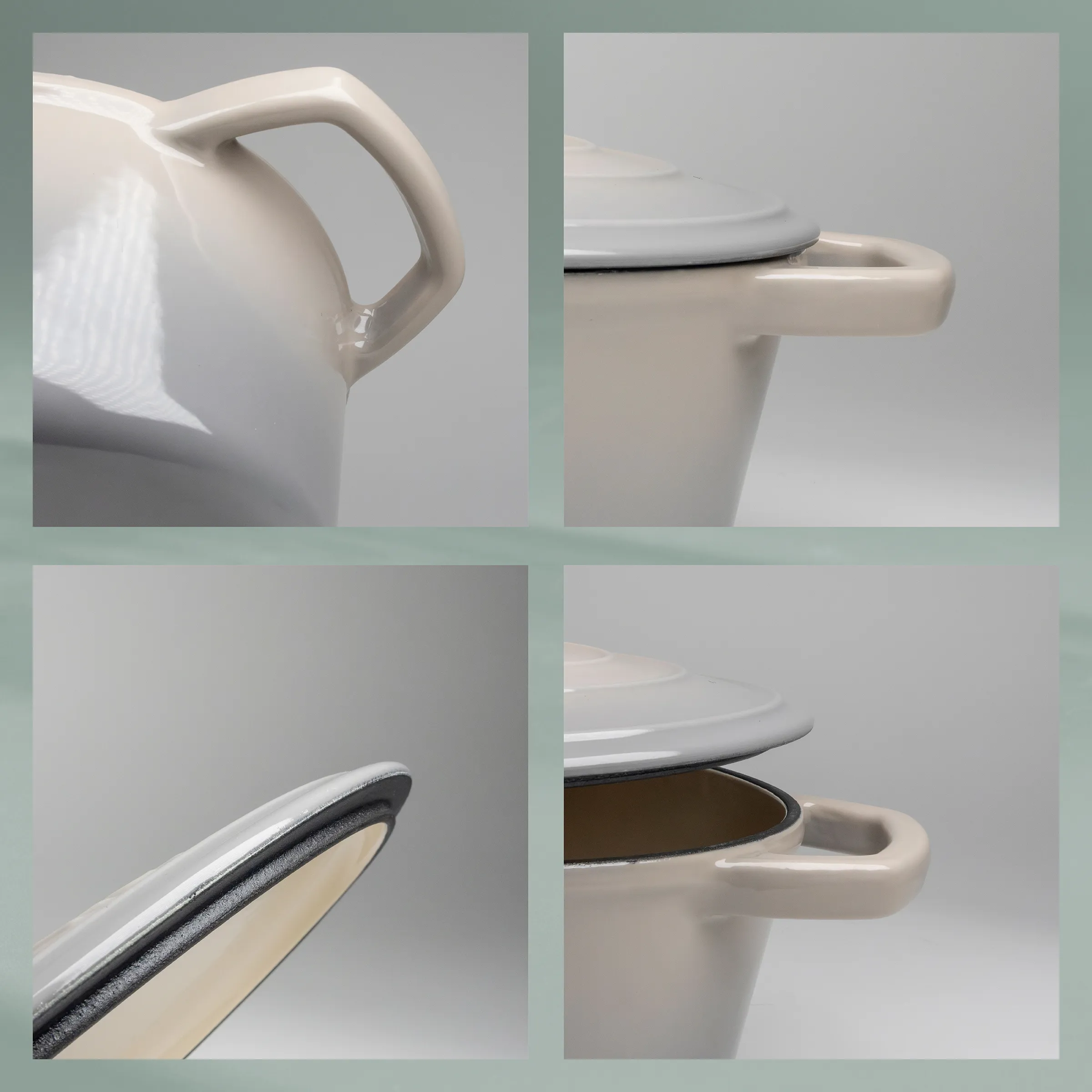 Weiße Porzellan Teekanne mit Deckel und Griff - Teeservice Details Weiße Teekanne aus Porzellan mit Deckel und Griff, Detailansichten der Kanne, des Deckels und des Inneren