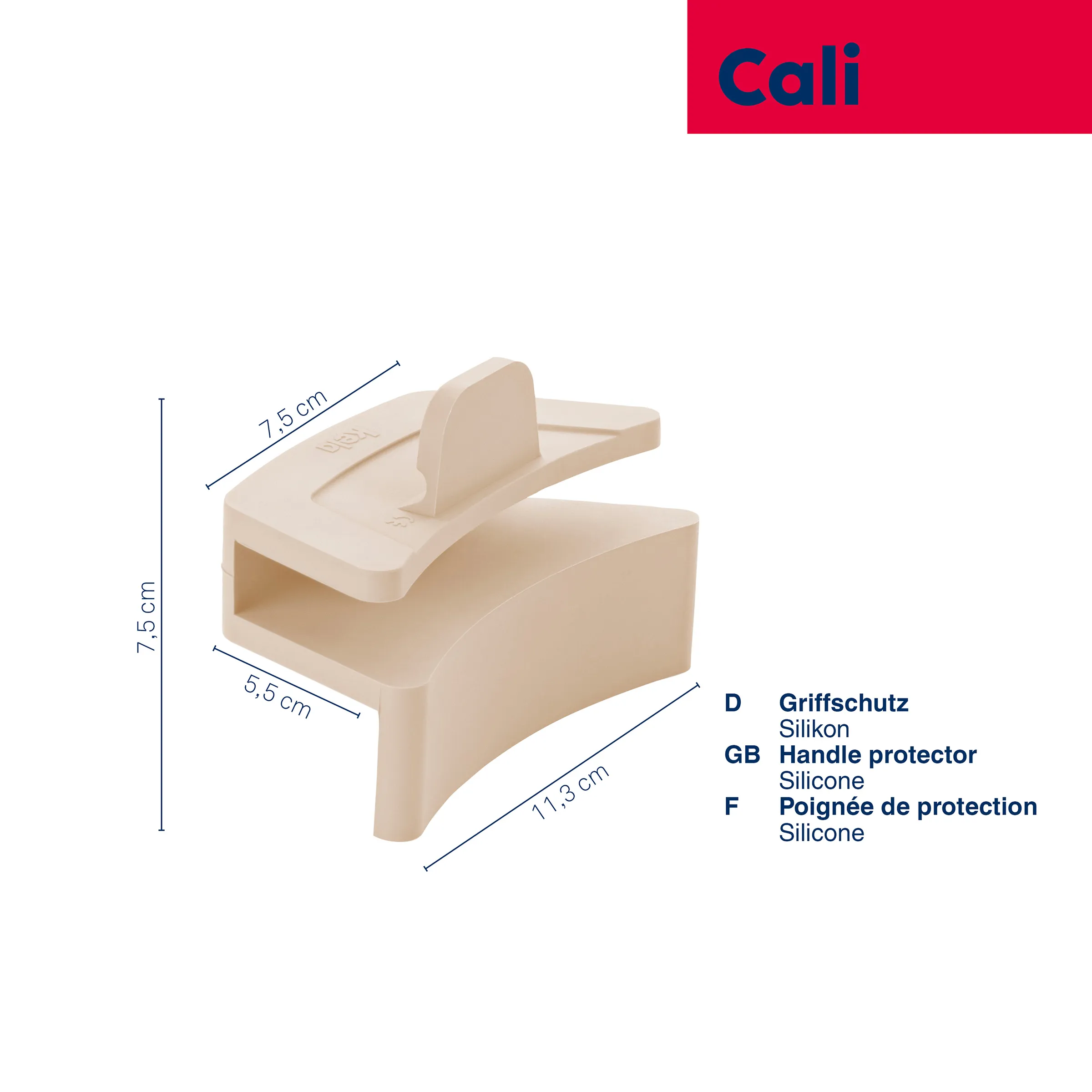 Silikon Handschuh Organizer und Schutzhalter Beige Silikon-Handschutzhalter mit Messgaben, 7,5 cm Höhe, 5,5 cm Breite, 11,3 cm Länge