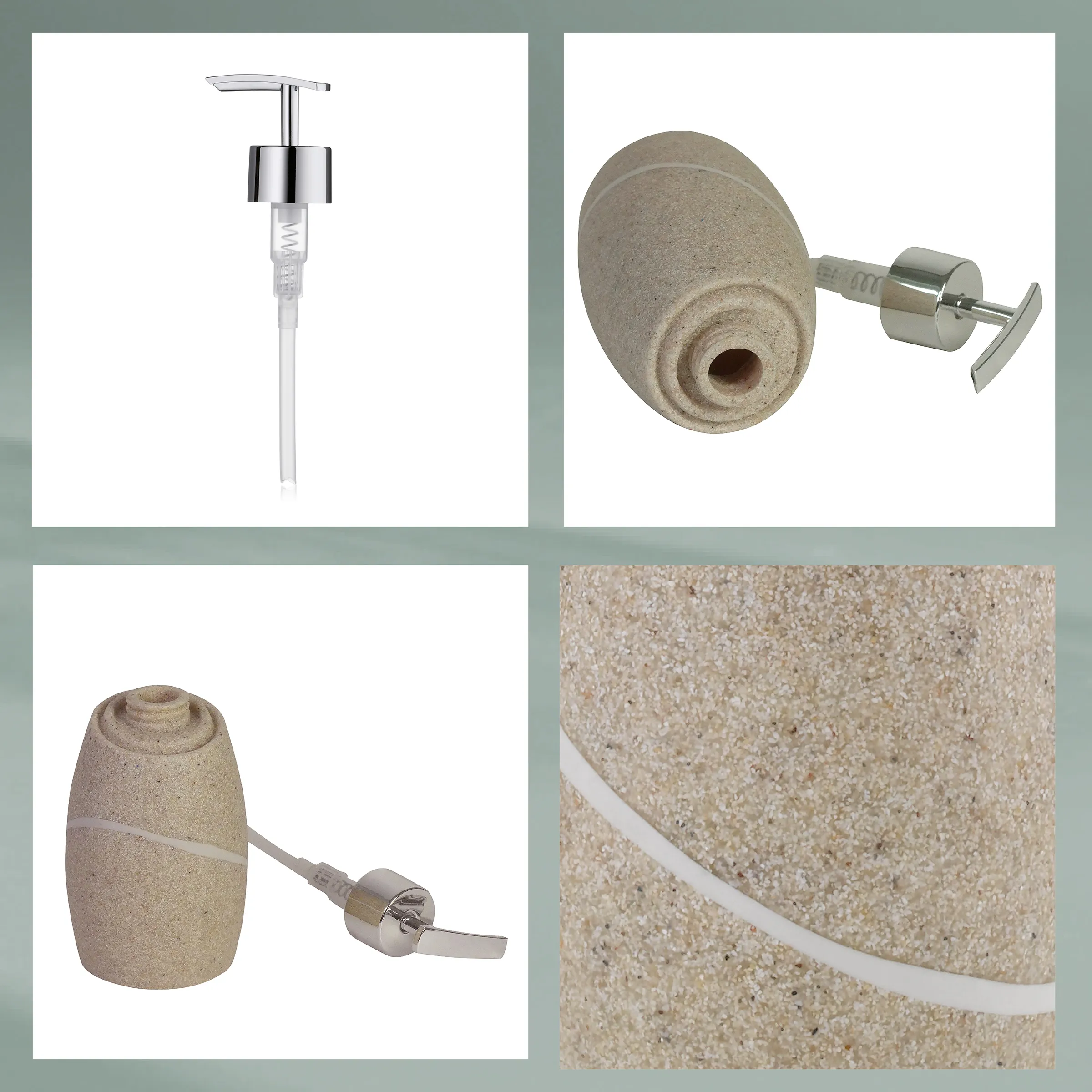 Sandstein Badezimmer-Accessoire-Set mit Seifenspender und Toilettenpapierhalter Badezimmer-Accessoire-Set aus Sandstein mit Seifenspender, Toilettenpapierhalter und Zahnbürstenhalter