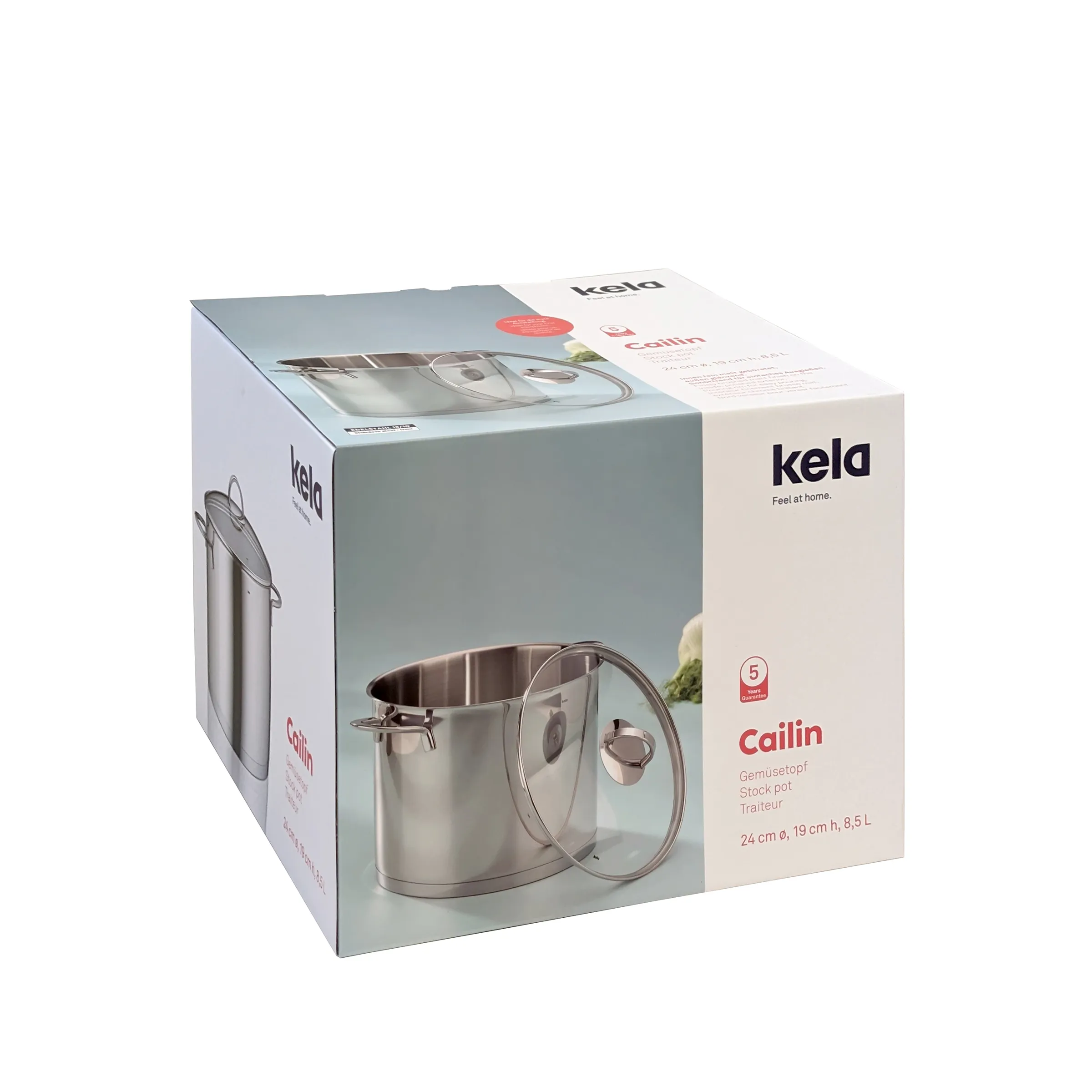 Kela Cailin Edelstahl-Gemüsetopf 8,5L mit Glasdeckel - Kochtopf 24cm Kela Cailin Edelstahl-Gemüsetopf 8,5L mit Glasdeckel in Produktverpackung, 24cm Durchmesser, 19cm Höhe