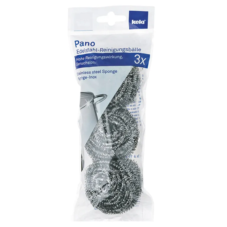 Pano Edelstahl-Reinigungsbälle 3er Pack - Spülbürste Kela Pano Edelstahl-Reinigungsbälle, 3er Pack, metallische Spülbürsten für Töpfe und Pfannen