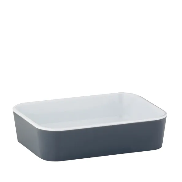 Graue Schüssel modern - hochwertige Servierschale Graue rechteckige Schüssel mit weißem Innenbereich und abgerundeten Ecken, modernes Design
