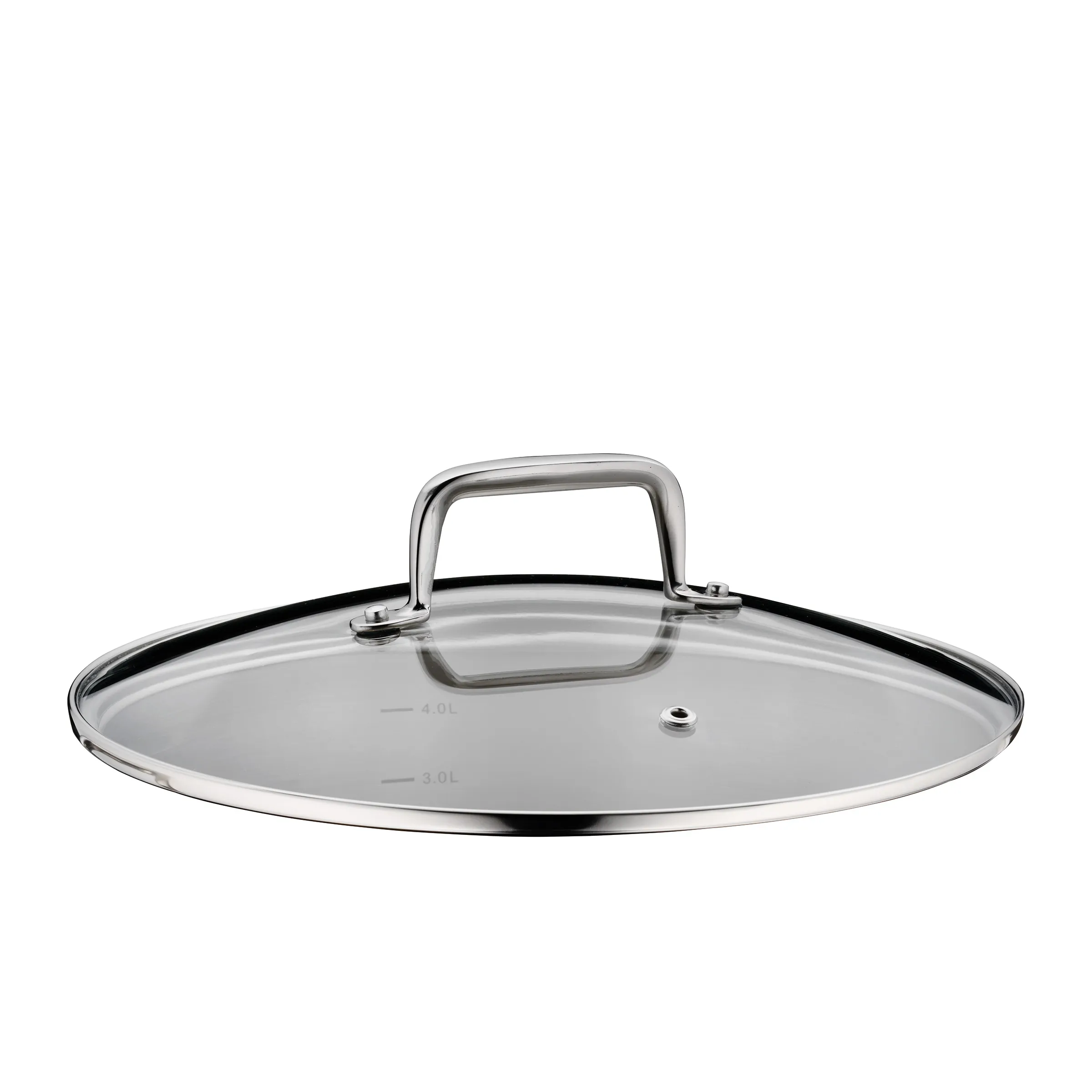 Glasdeckel Kochtopf mit Metallgriff Glasdeckel mit Metallgriff und Edelstahlrand für Kochtöpfe, mit Füllstandsmarkierungen von 3,0L und 4,0L