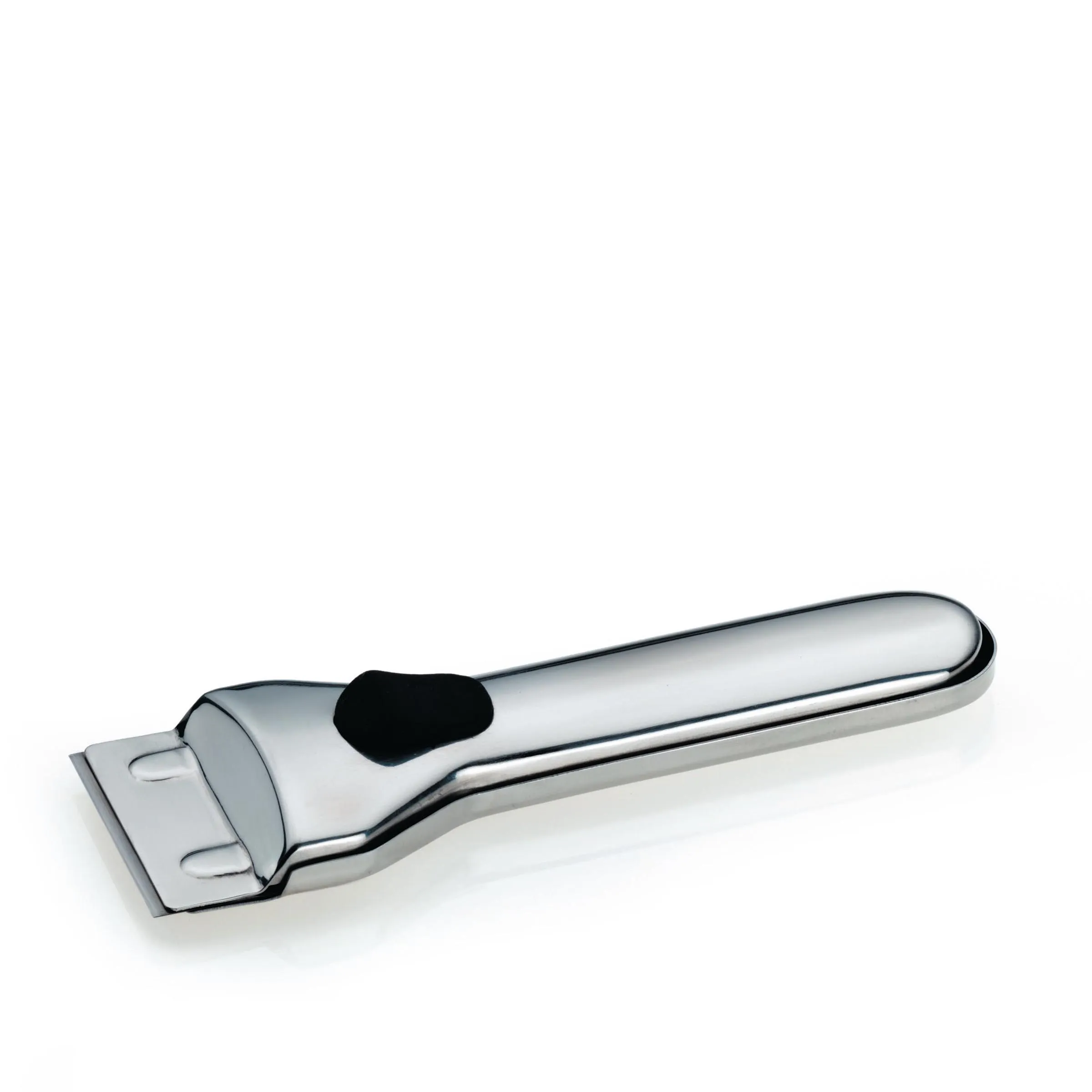 Elektrischer Haarschneider - Profi Trimmer für Haarschnitte Elektrischer Haarschneider mit silbernem Kunststoffgehäuse, schwarzem Griffbereich und rechteckigem Schneidekopf auf weißem Hintergrund.