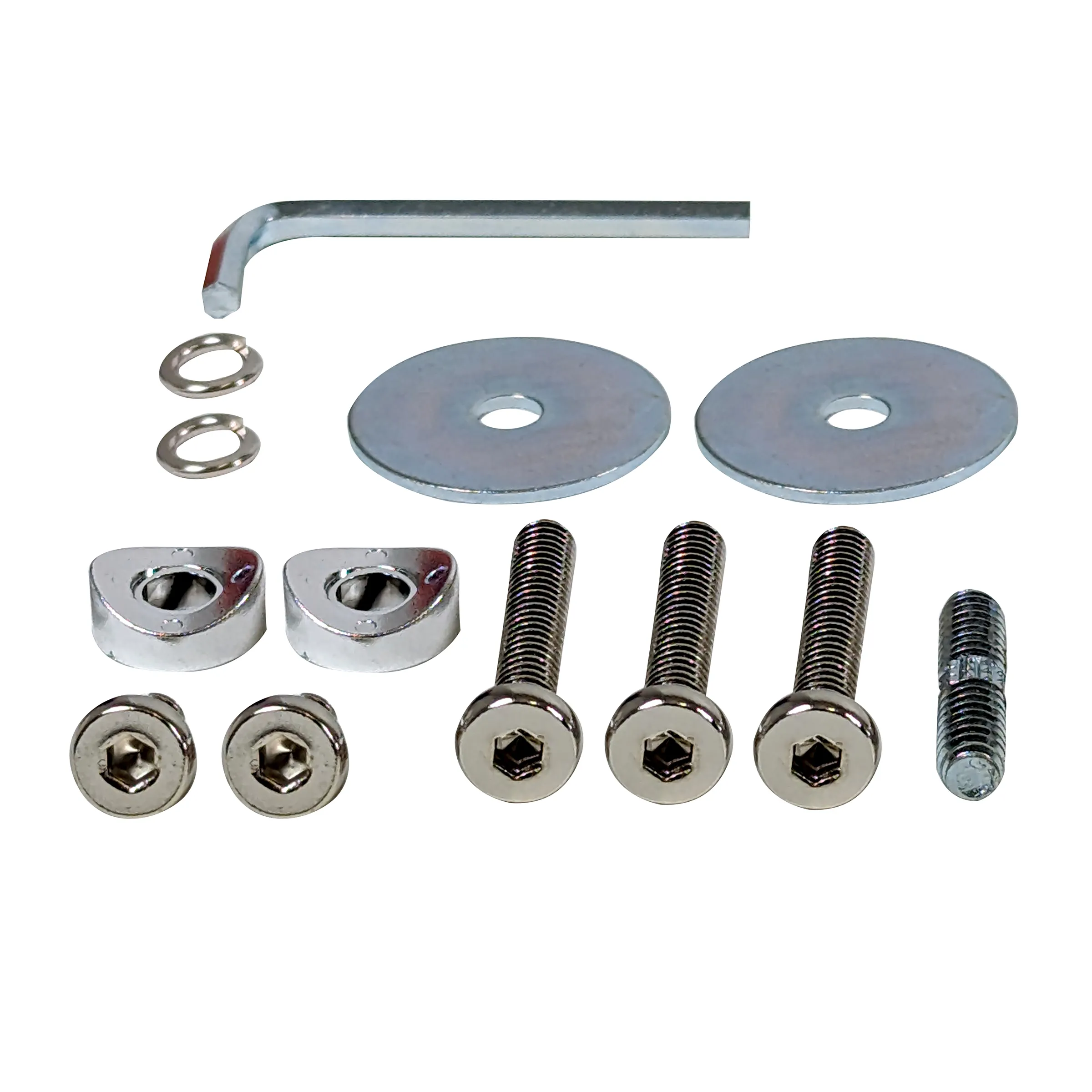 Montageset Befestigungsmaterial Schrauben Muttern Montageset mit Befestigungsmaterial: L-förmiger Träger, Unterlegscheiben, Muttern, Schrauben und Befestigungselemente aus Metall