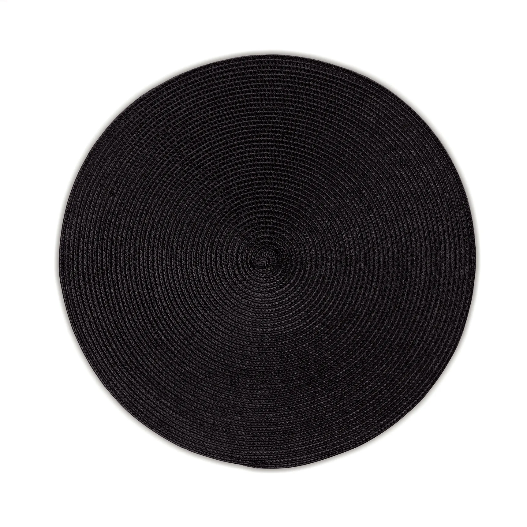 Schwarzes rundes Tischset Flechtdesign - Platzset Runde schwarze Tischset oder Platzset aus Flechtmaterial mit konzentrischen Kreisen