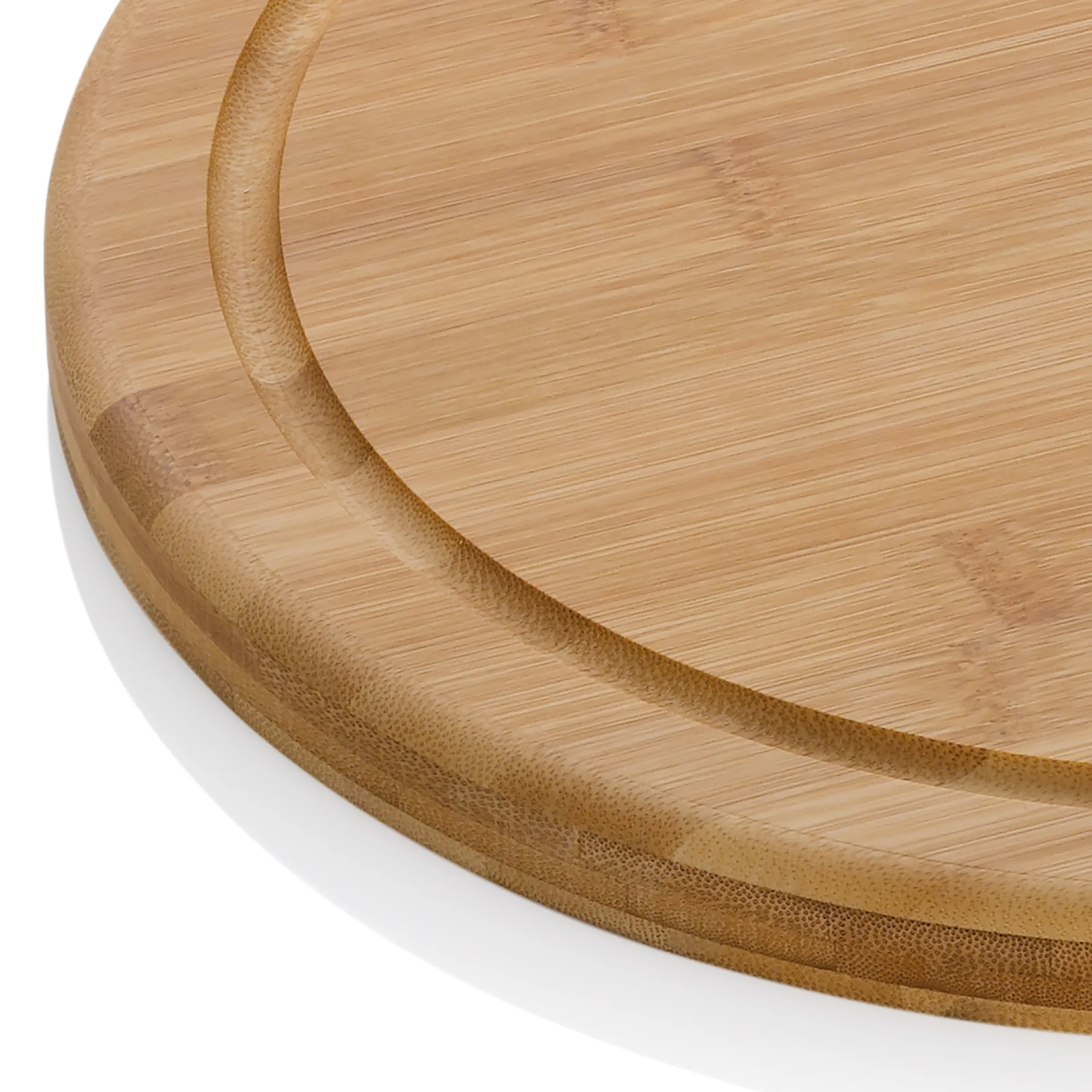 Bambusplatte rund mit Griff - nachhaltige Serviertablett Runde Bambusplatte mit geschliffener Oberfläche und ergonomischem Griff, ideal zum Servieren von Speisen