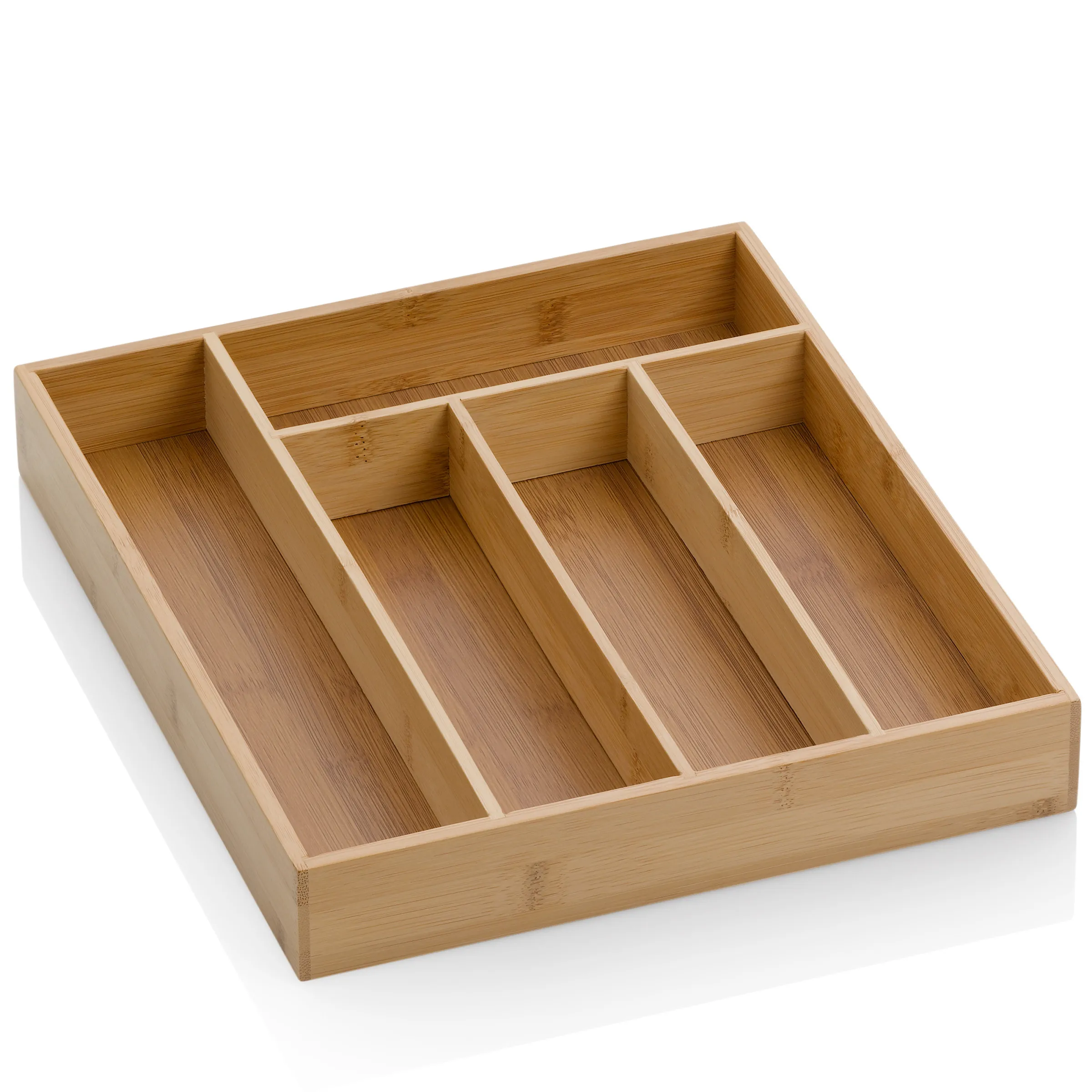Besteckkasten Bamboo Holz Organizer Bambusholz-Besteckkasten mit fünf Fächern zur Aufbewahrung von Besteck und Küchenutensilien