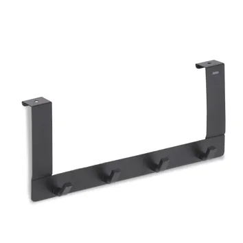 Schwarze Türgarderobe von Keka mit vier Haken zum Einhängen an Türen, moderne Hakenleiste aus Metall