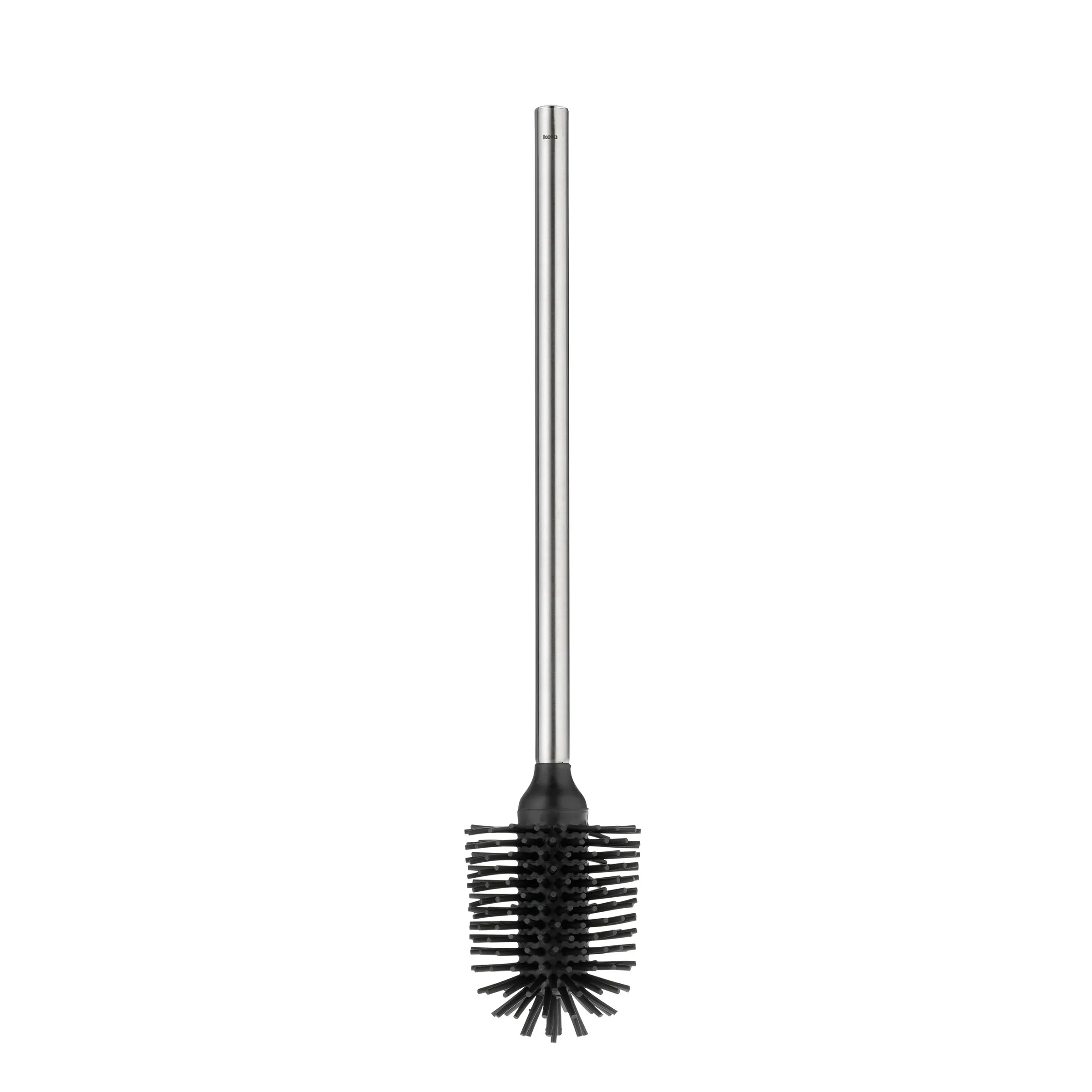 Glasreinigungsbürste mit Edelstahlgriff - professionelle Reinigungsbürste Glasreinigungsbürste mit schwarzen Borsten und langem Edelstahlgriff auf weißem Hintergrund