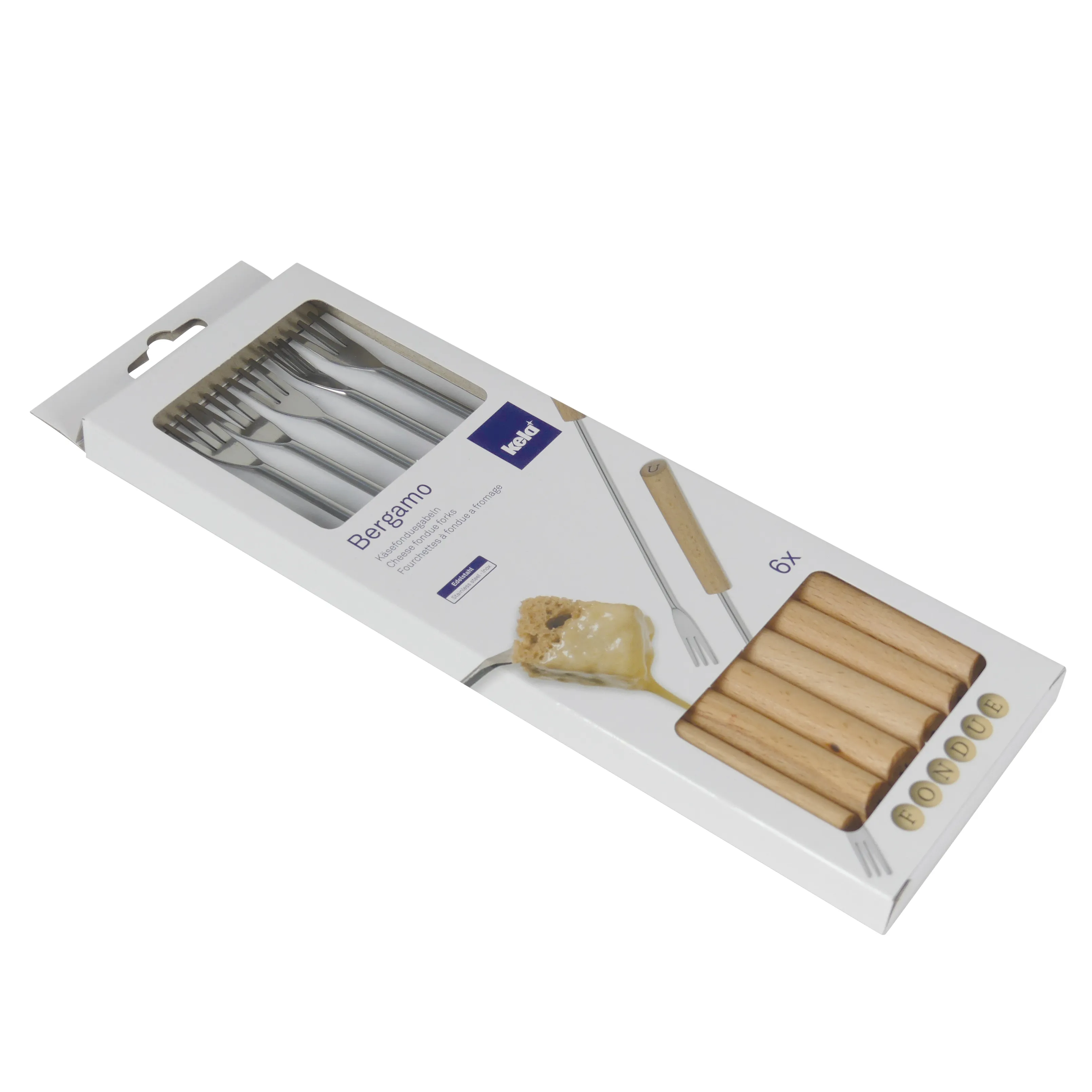 Berberano Besteck-Set mit Holzgriffen - 6er Butter-Messer Packung mit Berberano Besteck-Set: Metallforks und Messer mit Holzgriffen, 6er Set Butter-Messer