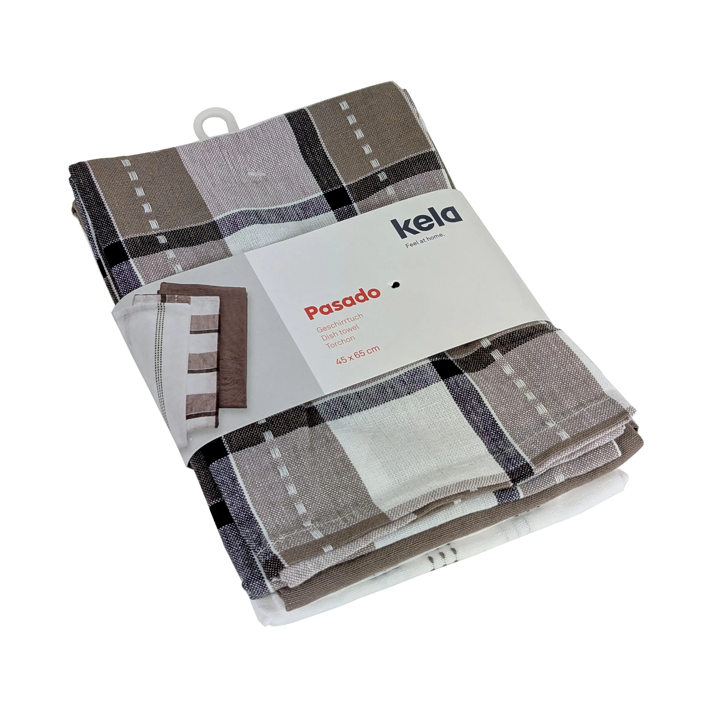 Kela Pasado Geschirrtuch kariert 45x65 cm Baumwolle grau-beige Kela Pasado Geschirrtuch 45x65 cm in grau-beige kariertem Muster mit Produktverpackung