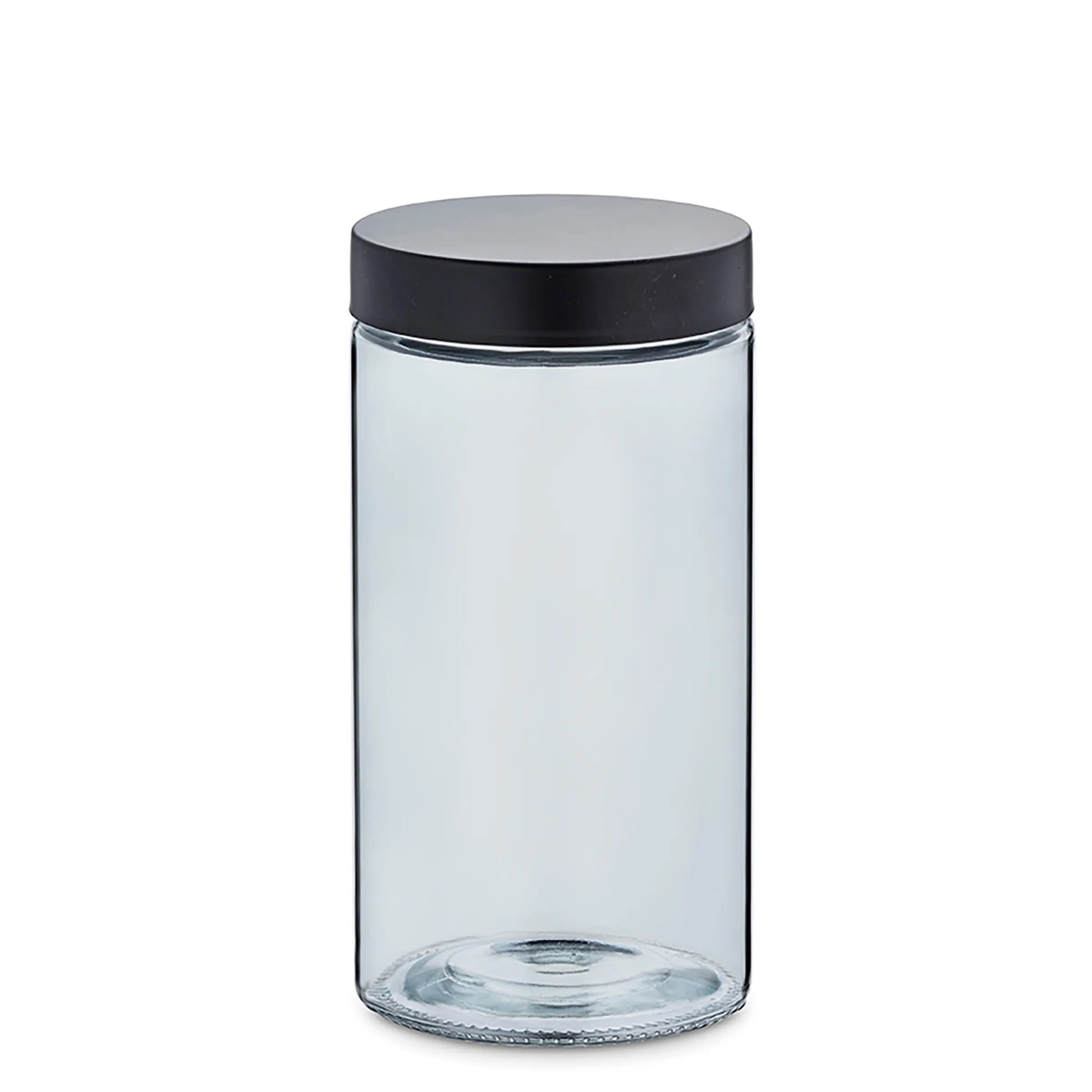 Glasdose mit schwarzem Deckel - Vorratsbehälter Transparente Glasdose mit schwarzem Kunststoffdeckel, leere Vorratsbehälter für Lebensmittel oder Kosmetik
