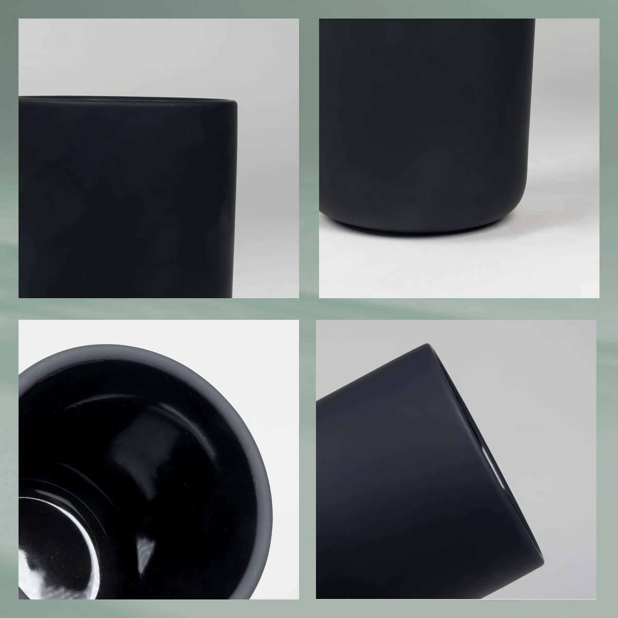Schwarze Keramikgefäße matt - moderne zylindrische Design-Vasen Schwarze Keramikgefäße in verschiedenen Perspektiven - zylindrische Form mit matter Oberfläche