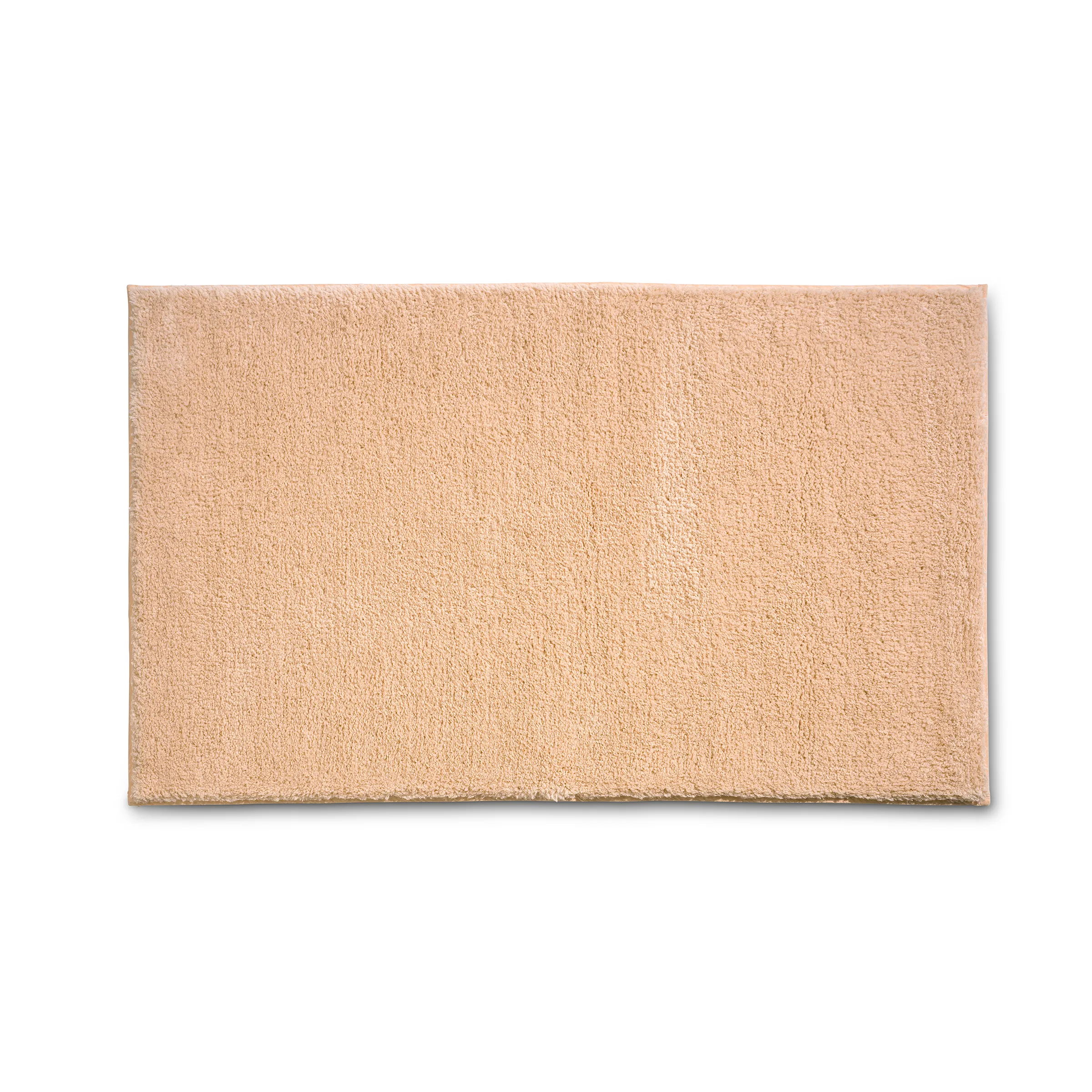 Baumwoll-Badematte beige rutschfest Beige Baumwoll-Badematte mit strukturierter Oberfläche auf weißem Hintergrund