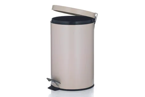 Tretmülleimer Edelstahl beige - Mülleimer mit Pedal Beiger Tretmülleimer mit schwarzem Deckel und Fußpedal zum Öffnen