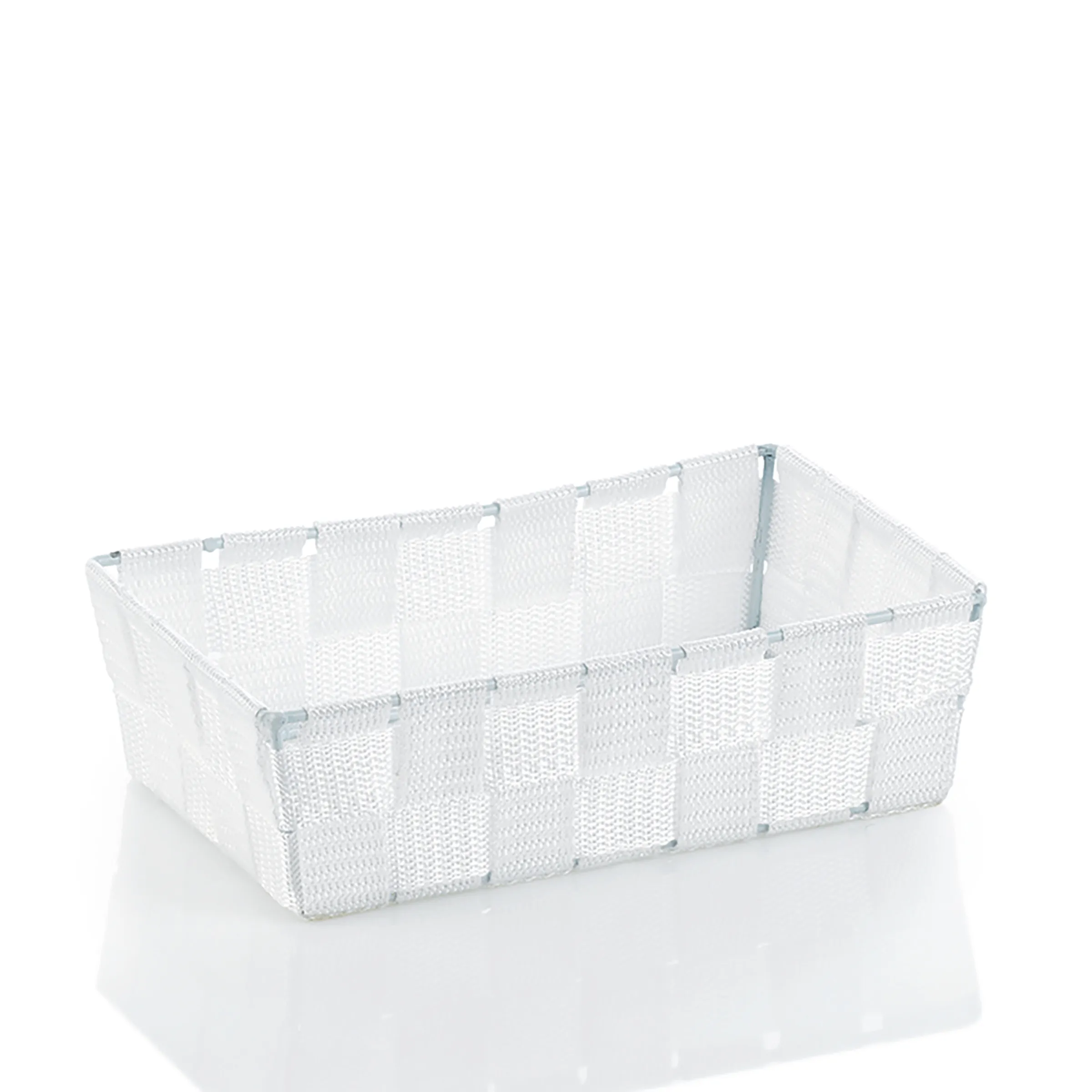 Modular Organizer Box Aufbewahrungsbox mit Fächern Weiße Kunststoff-Aufbewahrungsbox mit Trennfächern und metallenen Eckverstärkungen