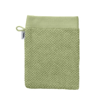 Grüner Baumwoll-Waschlappen mit strukturierter Oberfläche und Aufhängeschlaufe