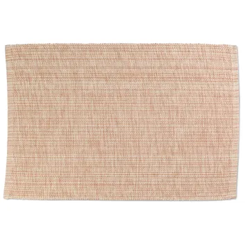 Rechteckiger Teppich in natürlichem Beige mit dezenter Webstruktur auf weißem Hintergrund