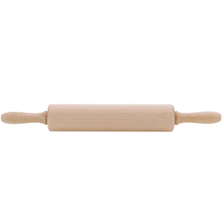 Teigroller Holz - Backhilfe für Teig kneten und ausrollen Holzteigroller mit zwei Griffen und glatter, zylindrischer Walze für Backarbeiten