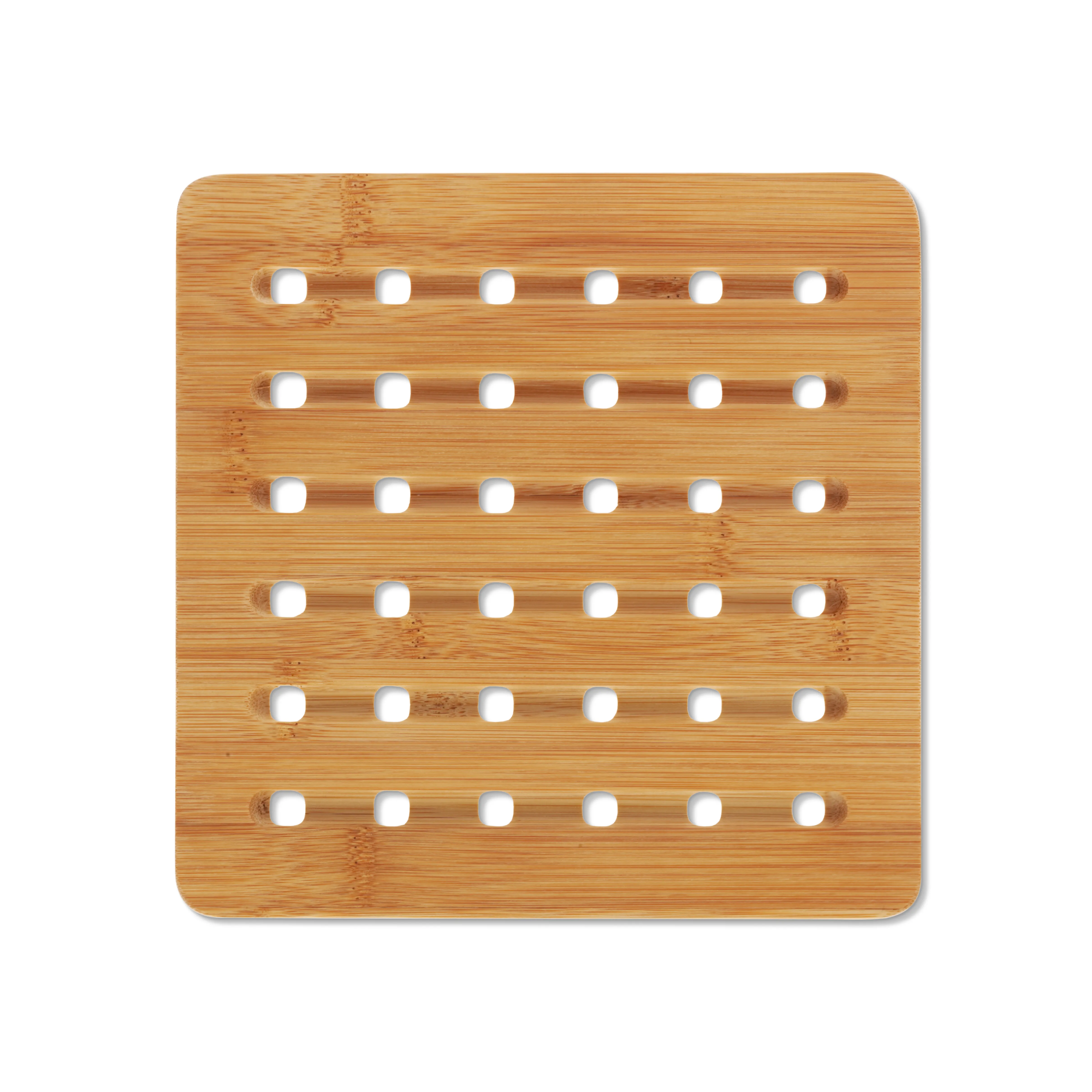 Bambus Holzbrett mit Löchern - Küchenzubehör Organizer Holzbrett aus Bambus mit quadratischem Design und sechs Reihen à sechs quadratischen Löchern für Küchenutensilien