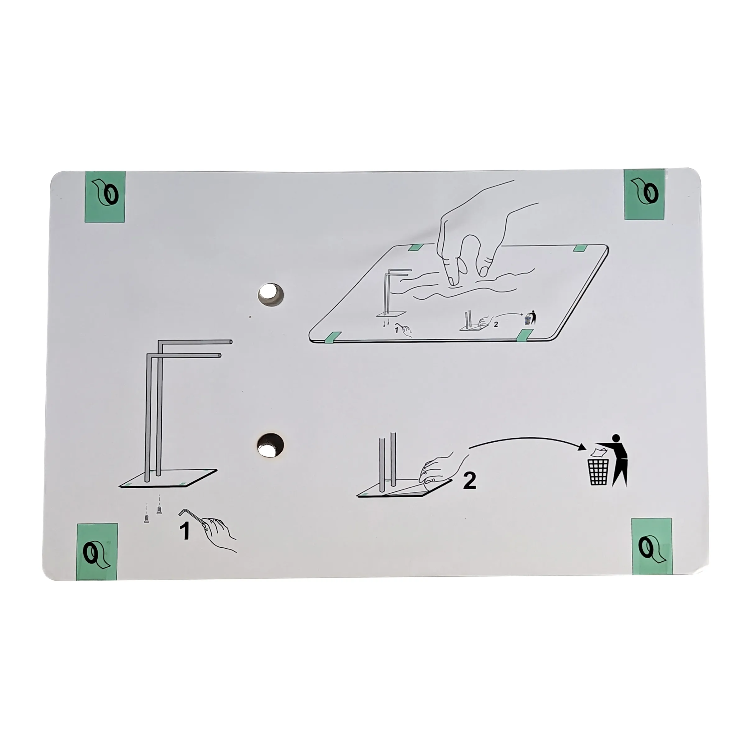 Tablet-Display Reinigung - Anleitung und Tipps Anleitung zur Reinigung eines Tablet-Displays mit vier nummerierten Schritten: Vorbereitung, Reinigung mit feuchtem Tuch, Trocknung und Entsorgung.