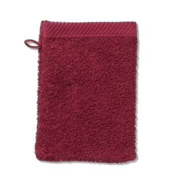 Rote Frottee-Waschlappen mit geripptem Rand und Aufhängerschlaufe, hochwertige Baumwolle