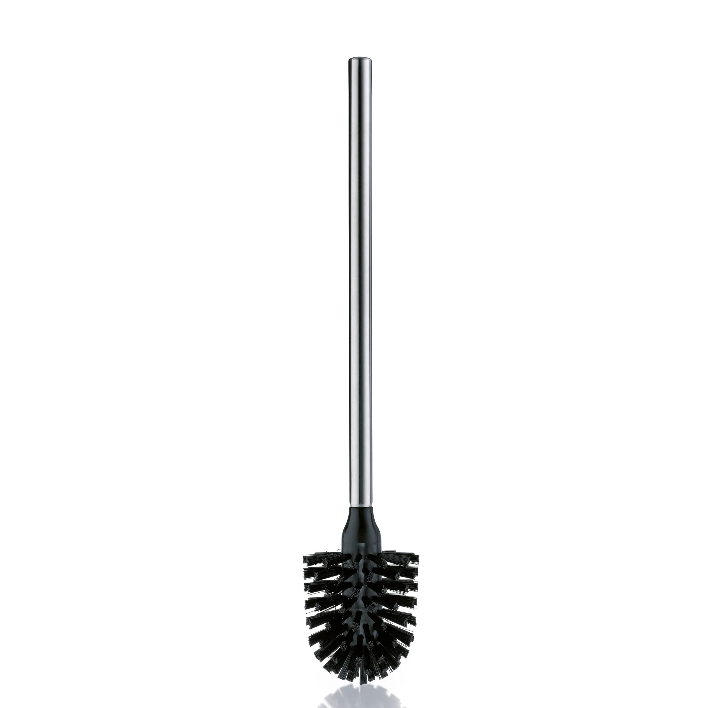WC-Bürste mit Edelstahlgriff - Toilettenbürste schwarz Schwarze WC-Bürste mit langem Edelstahlgriff, schwarze Borsten an rundem Bürstenkopf