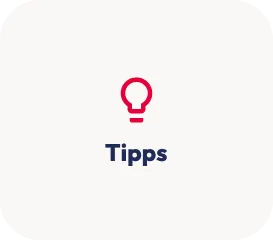 Tipps und Ratschläge - Hilfreiche Anleitungen Rosa Glühbirnen-Symbol mit dem Wort Tipps darunter auf hellem Hintergrund