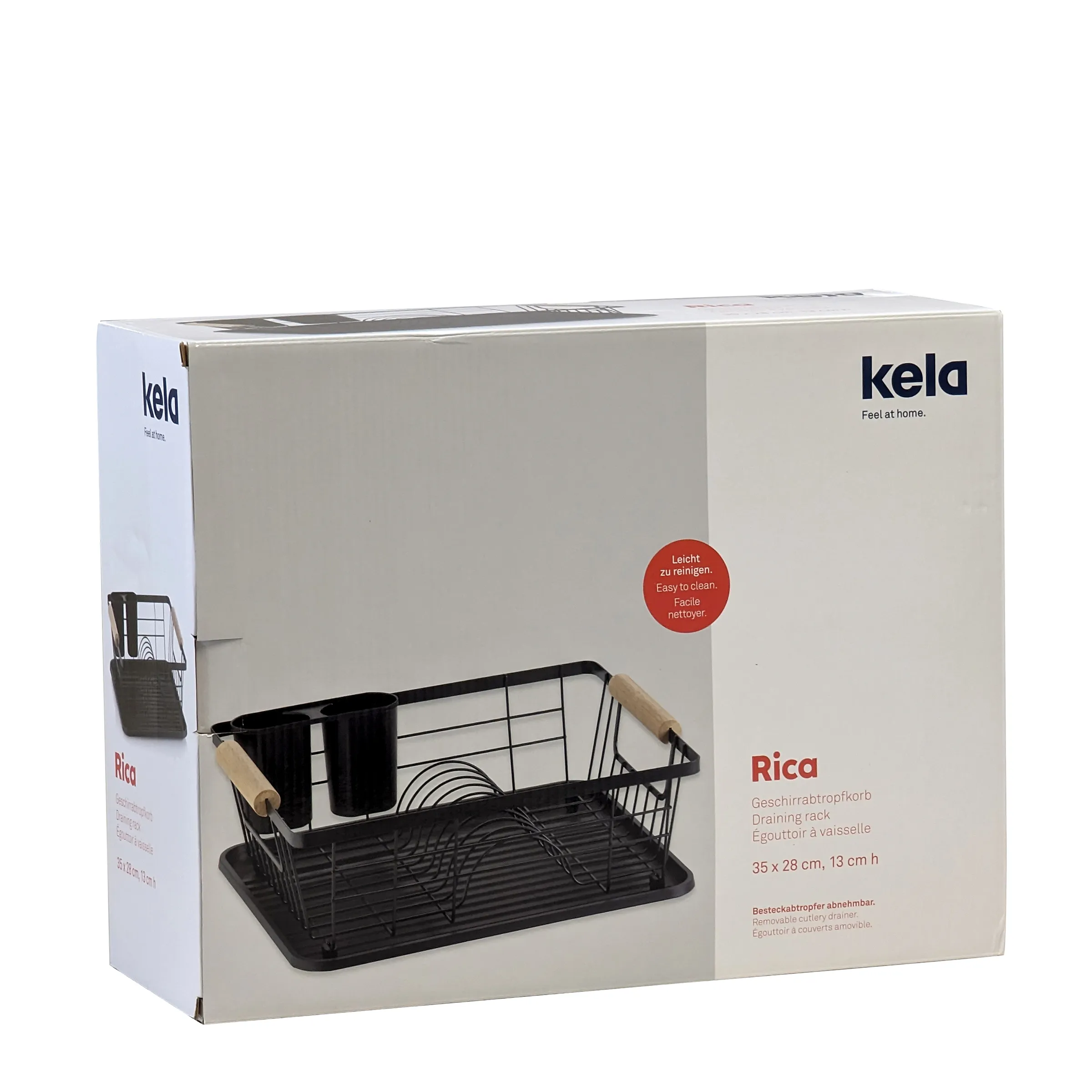 Kela Rica Geschirrabtropfkorb - Abtropfgestell Küche Kela Rica Geschirrabtropfkorb in Schwarz mit Holzgriffen, 35 x 28 cm, in Originalverpackung