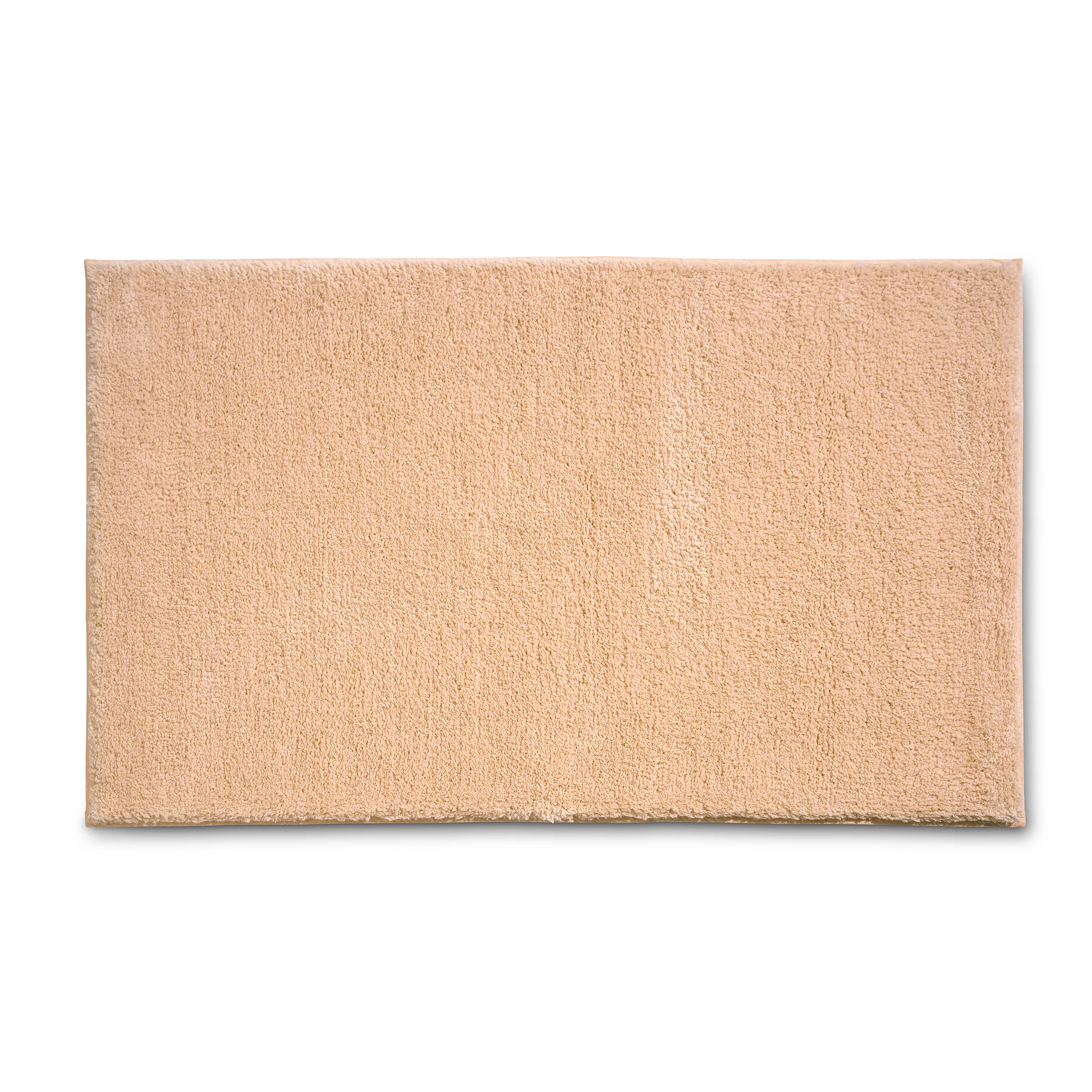 Beige Badezimmermatte aus weichem Frottee-Material mit strukturierter Oberfläche und Rutschfestigkeit
