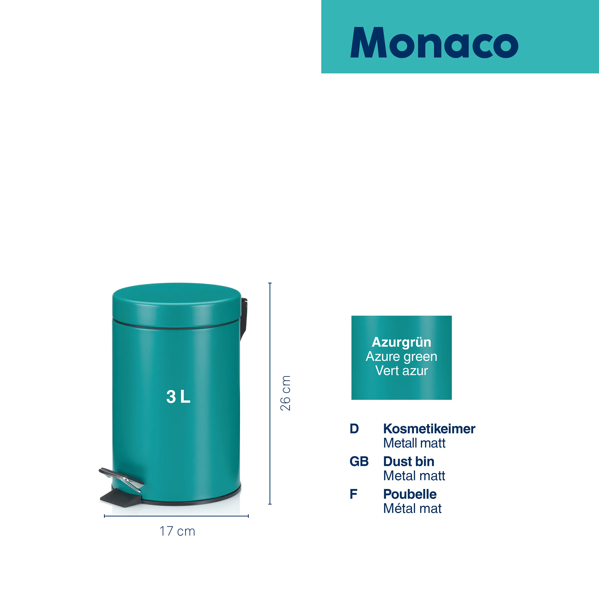 Dust bin Monaco azure geen