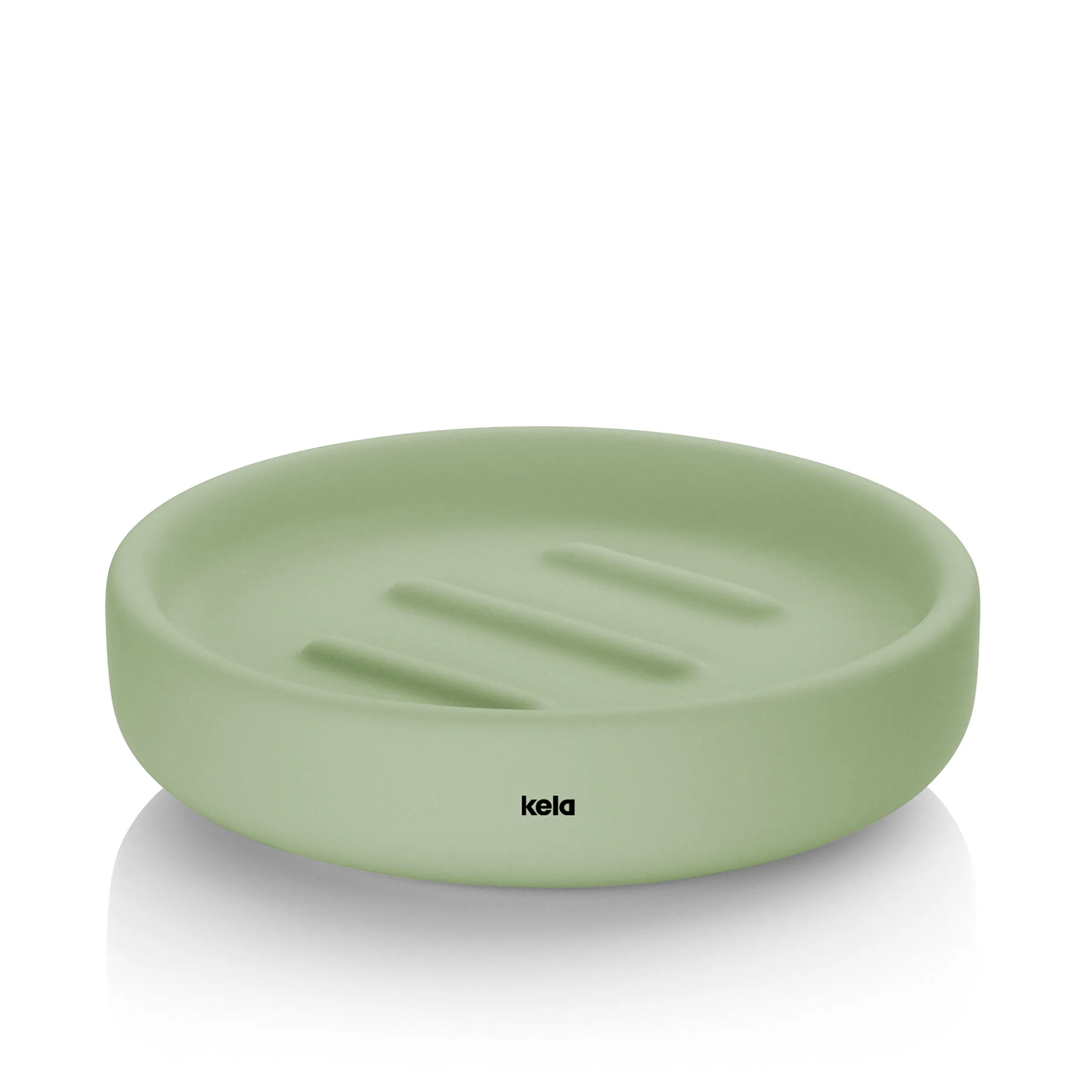 kela Seifenschale grün - Seifenhalter oval Grüne, ovale Seifenschale von kela mit Drainagerillungen auf der Oberfläche