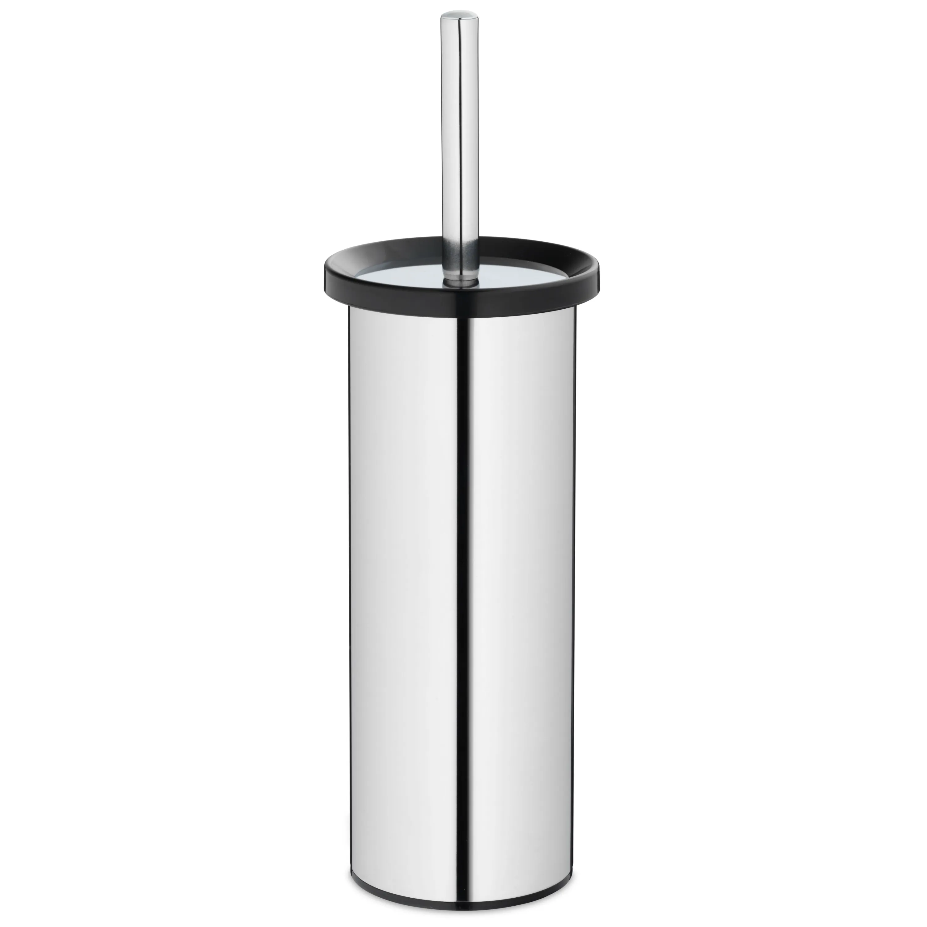 Brosse de Toilette Acier Inoxydable - Nettoyage Salle de Bain Brosse de toilette en acier inoxydable avec poignée noire et support, design moderne pour salle de bain